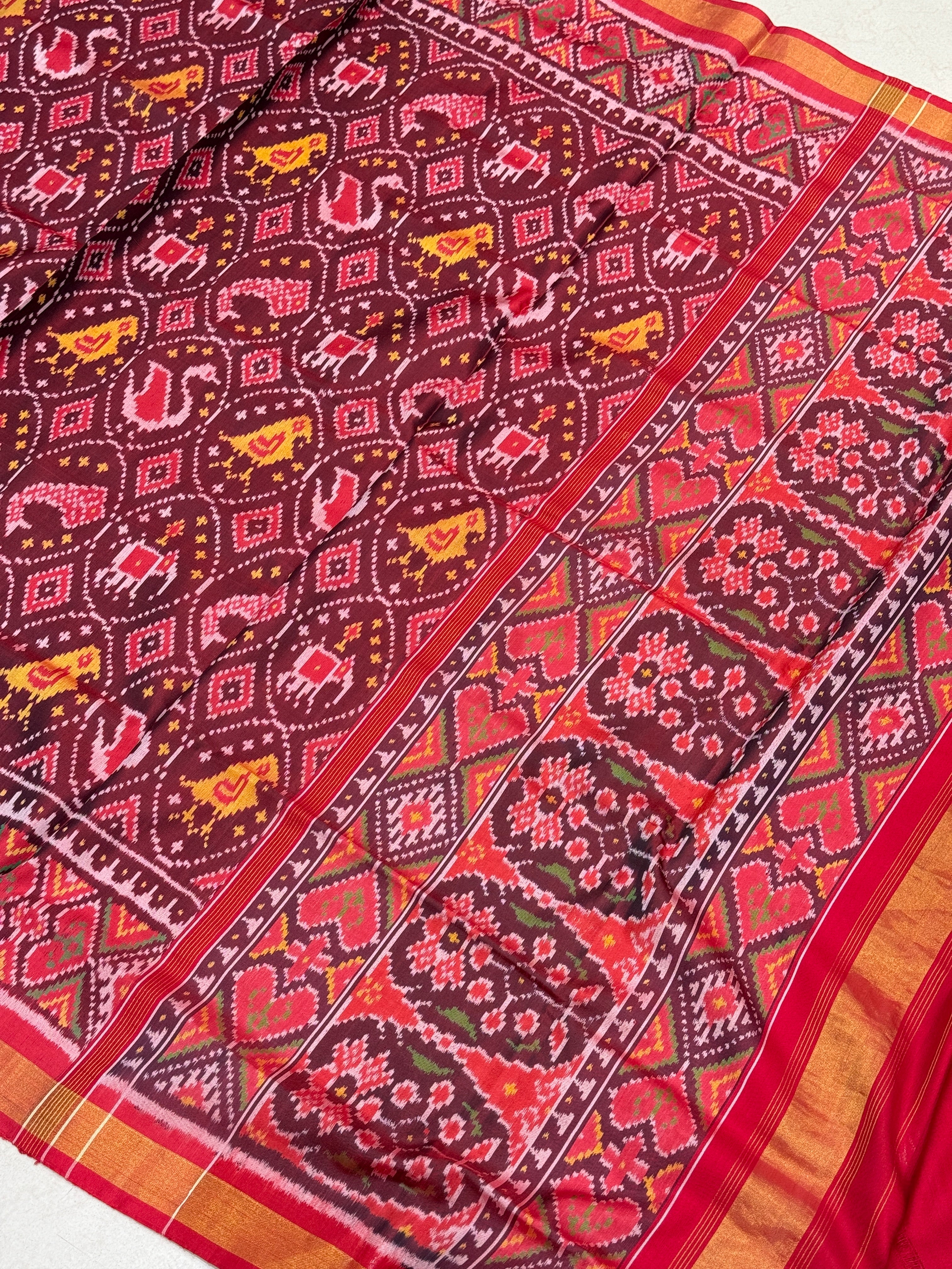 Maroon Traditional Handloom Rajkoti Patola