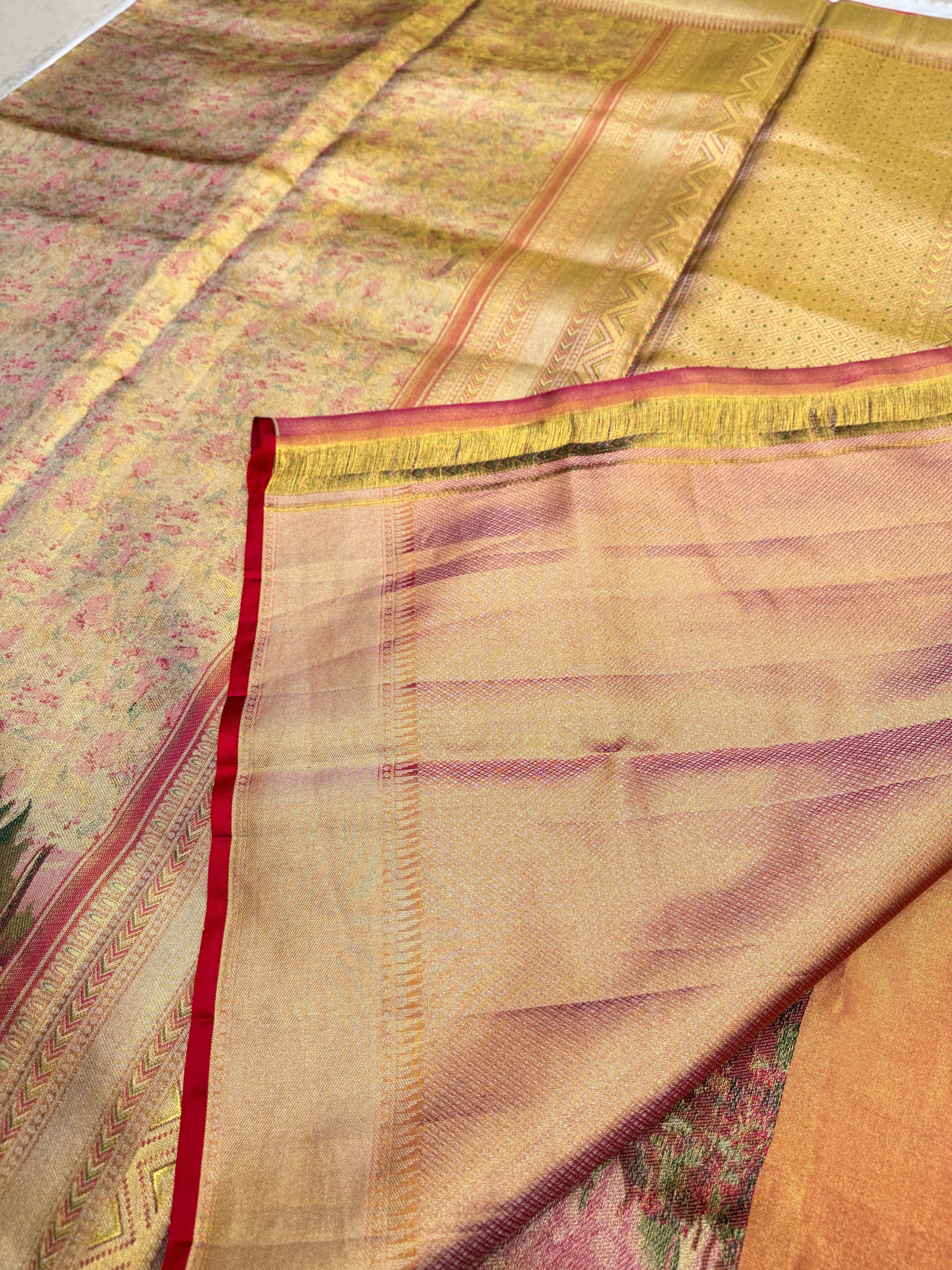 Red Hiraniya Weave Handloom Kanjivaram Tissue Silk Saree
