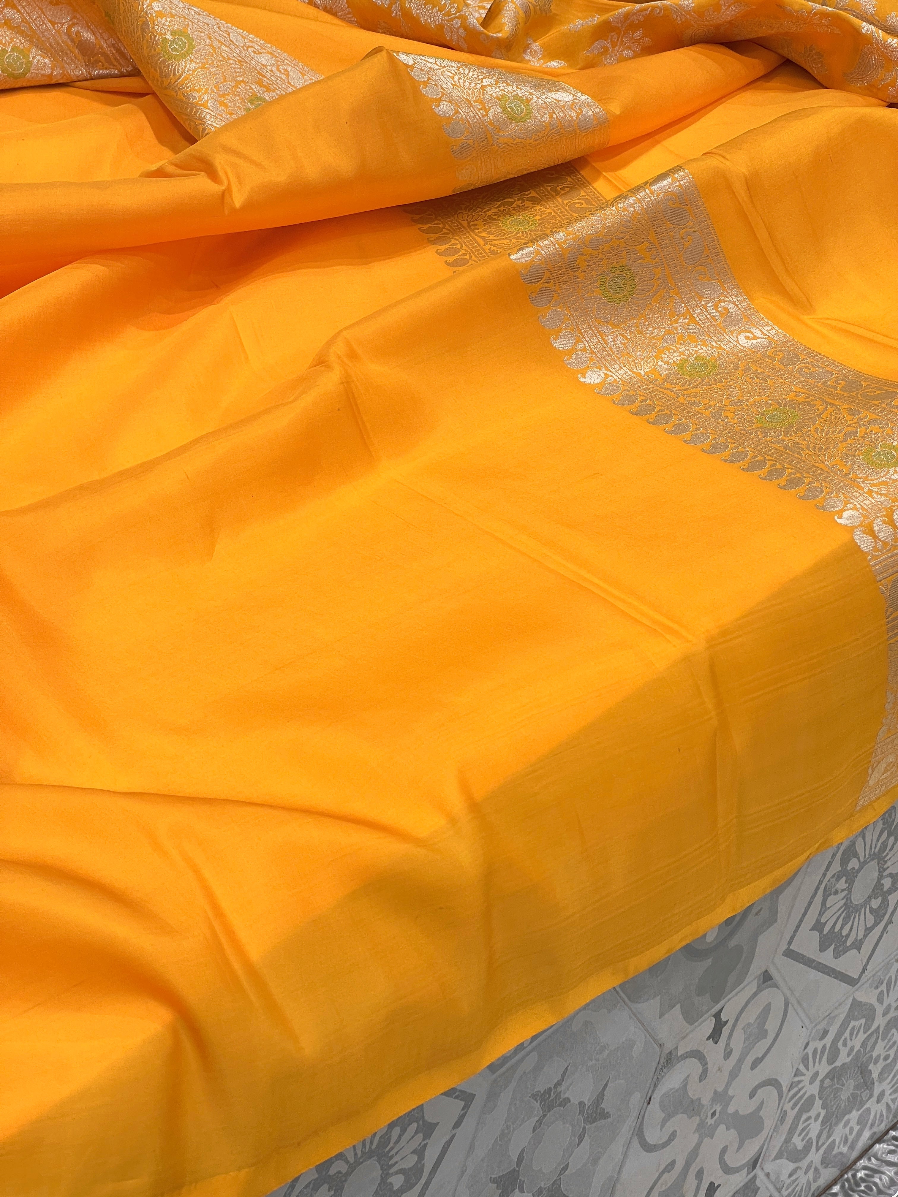 Yellow Katan Meenakari Jaal Saree