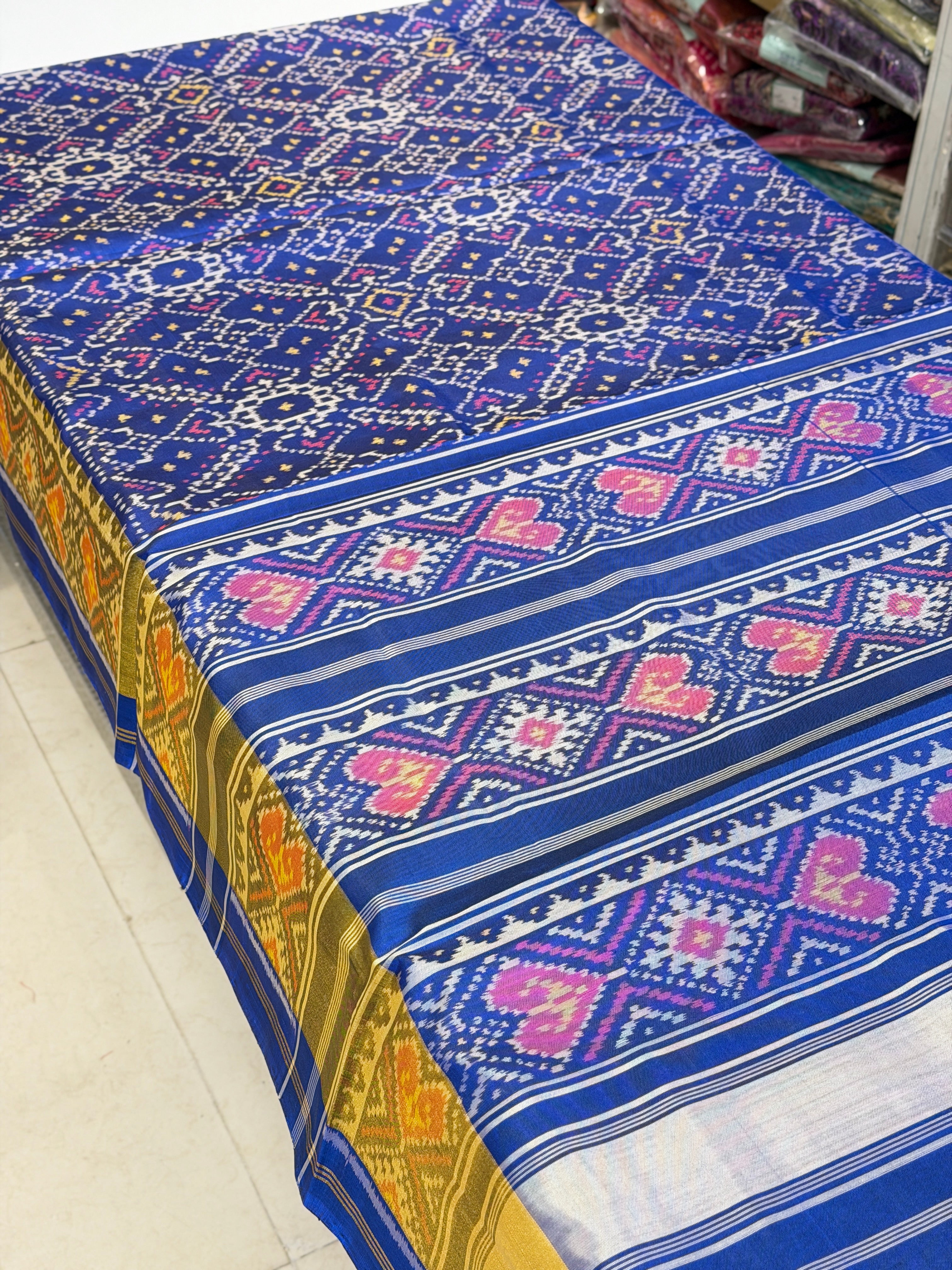 Blue Manek Chowk Pure Silk Patan Patola Handloom Saree