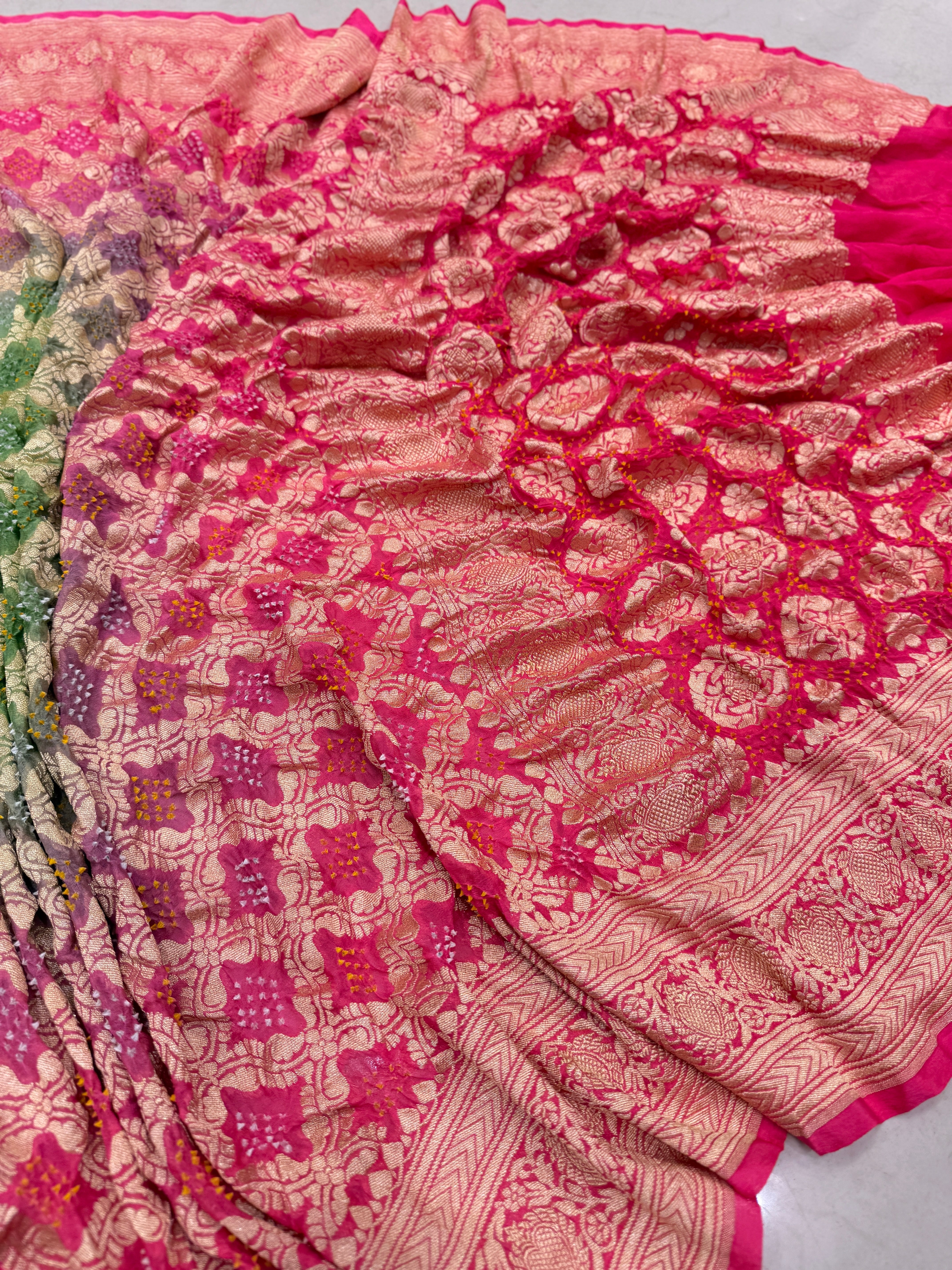 Alia Bhatt Inspired Pan Border Bandhej Bandhini Saree