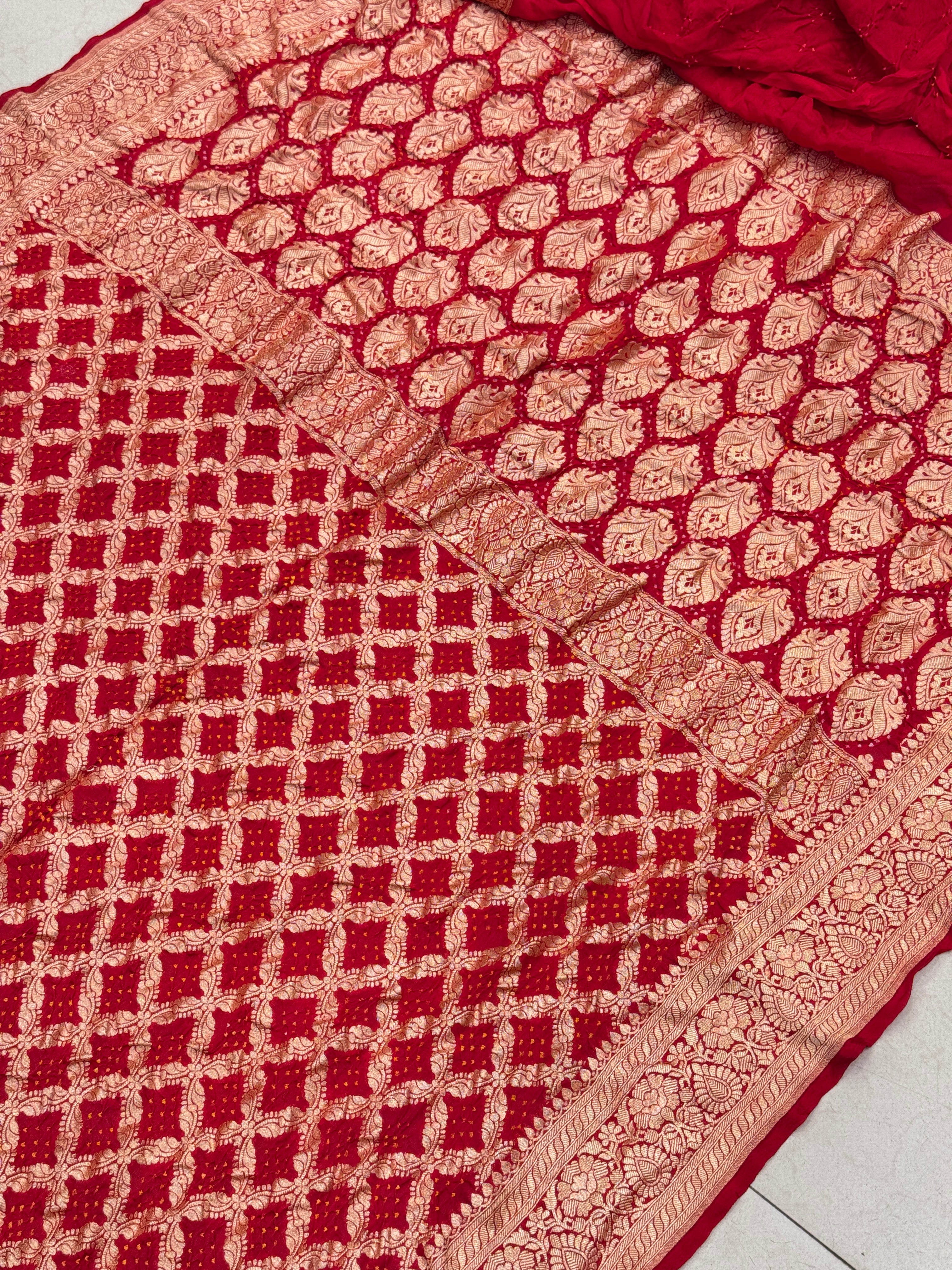 Red Bandhej Bandhini Saree