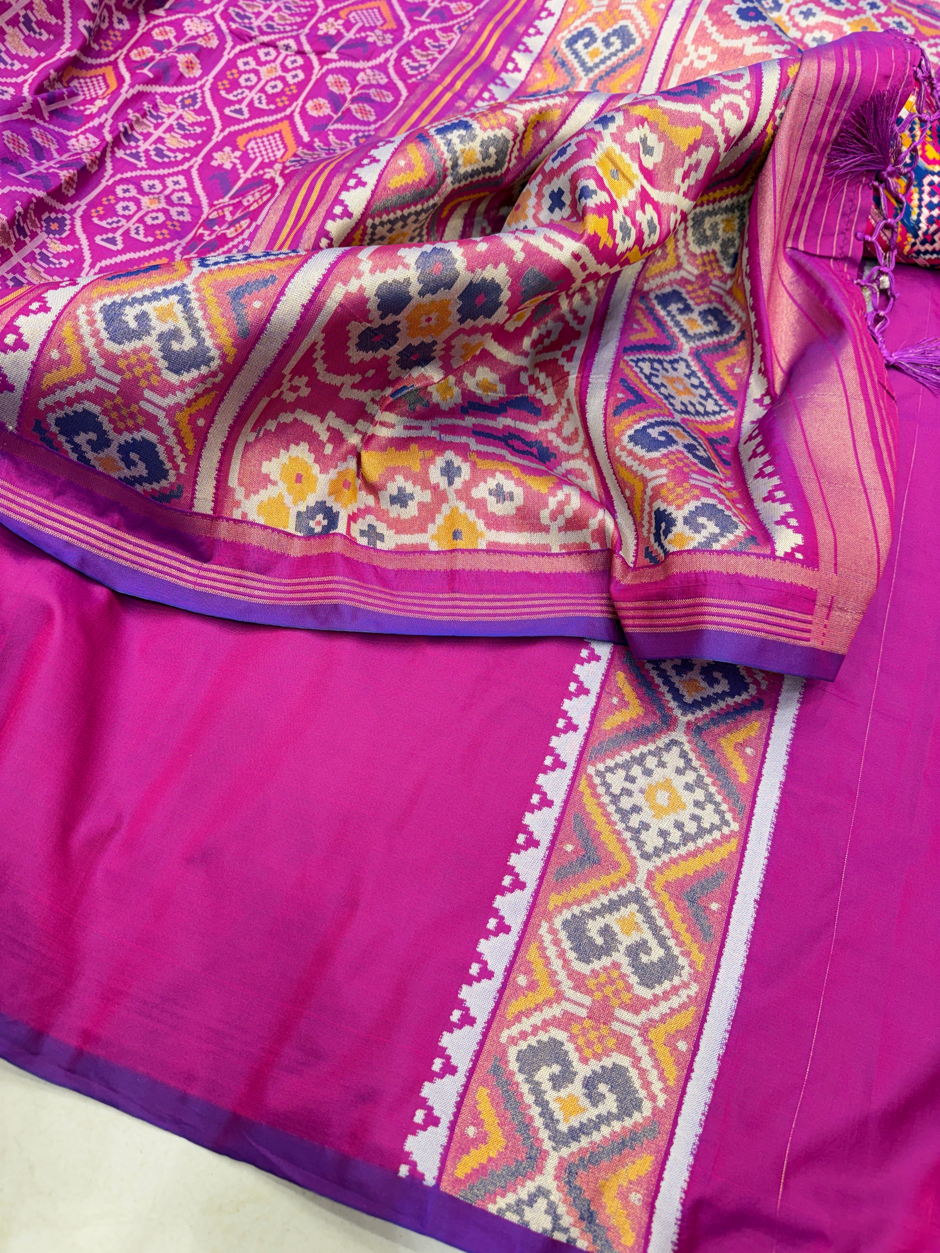 Violet Crown Jaal Semi Silk Patan Patola Saree