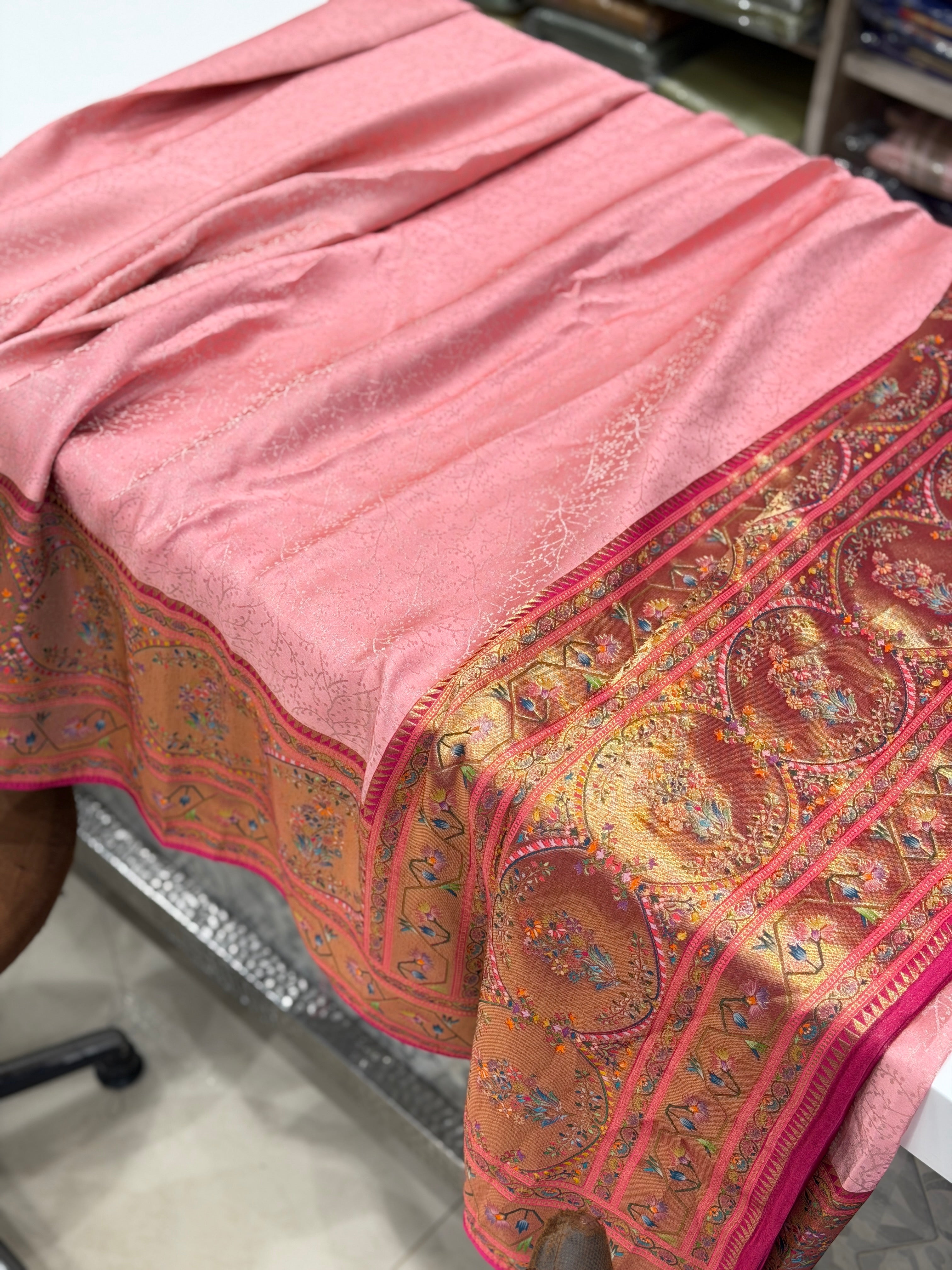 Pink Modal Satin Woven Paithani Saree
