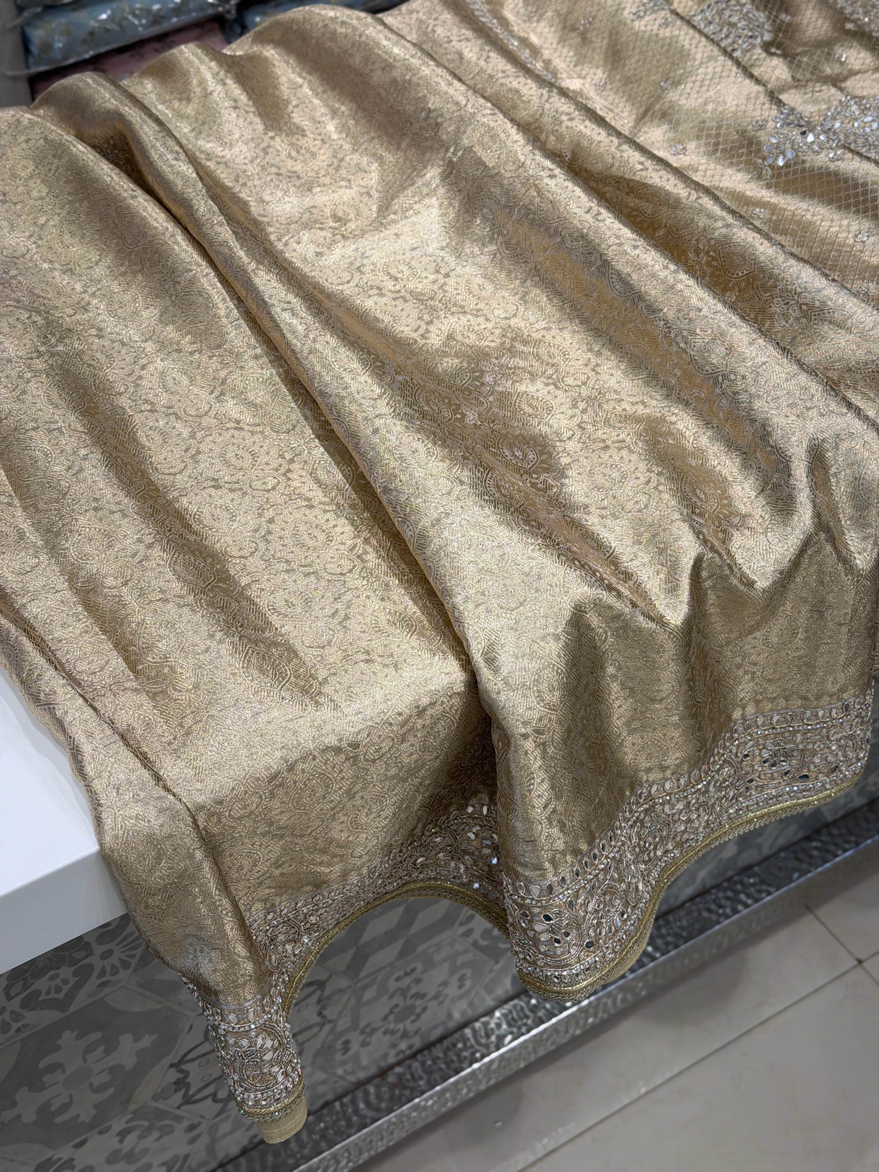 Golden Tissue Kanjivaram Contemporary Hand Embroidery Saree