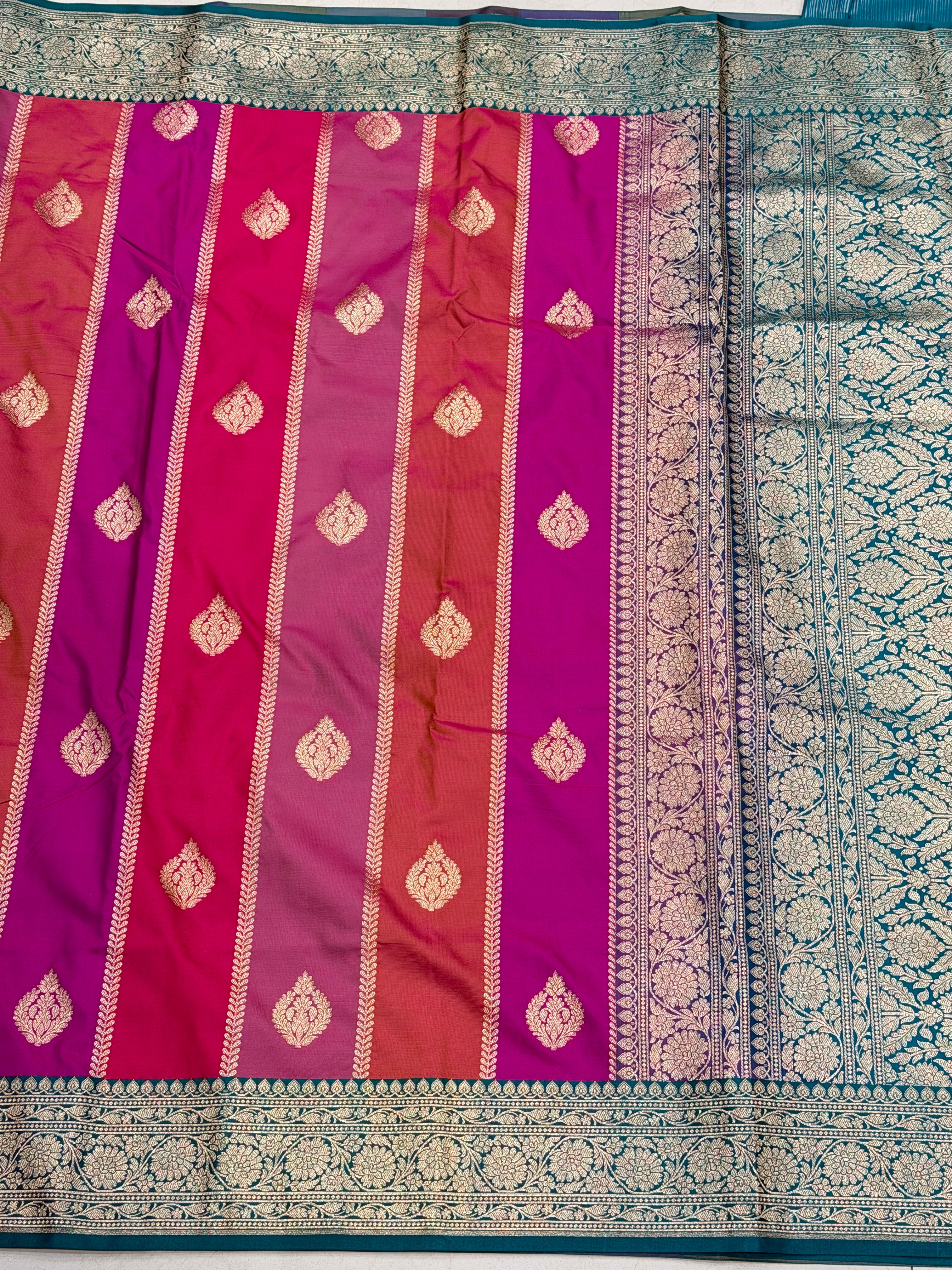 Rani Banarasi Rangkat Contrast Border Saree