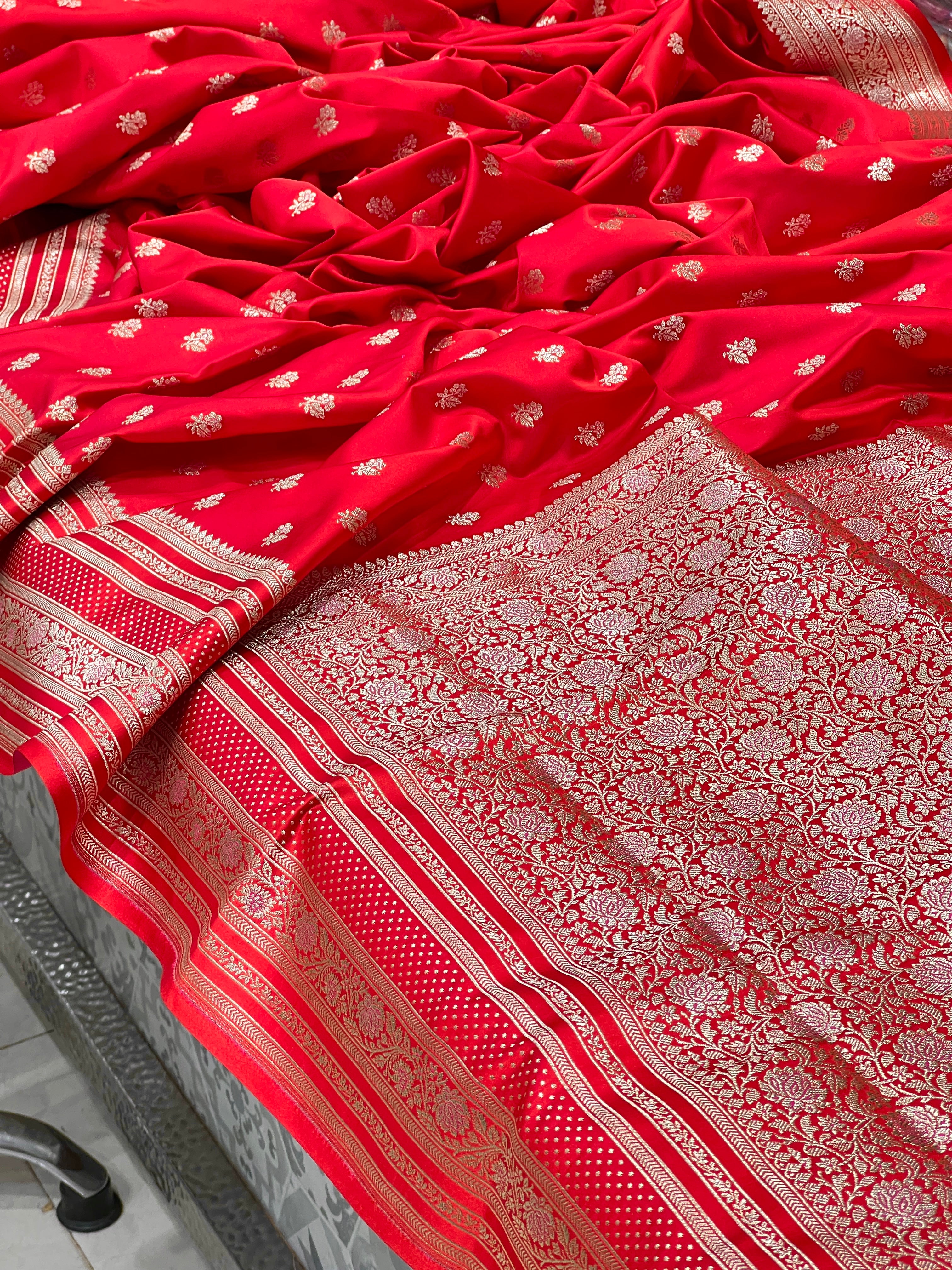 Red Banarasi Silk Butti Saree