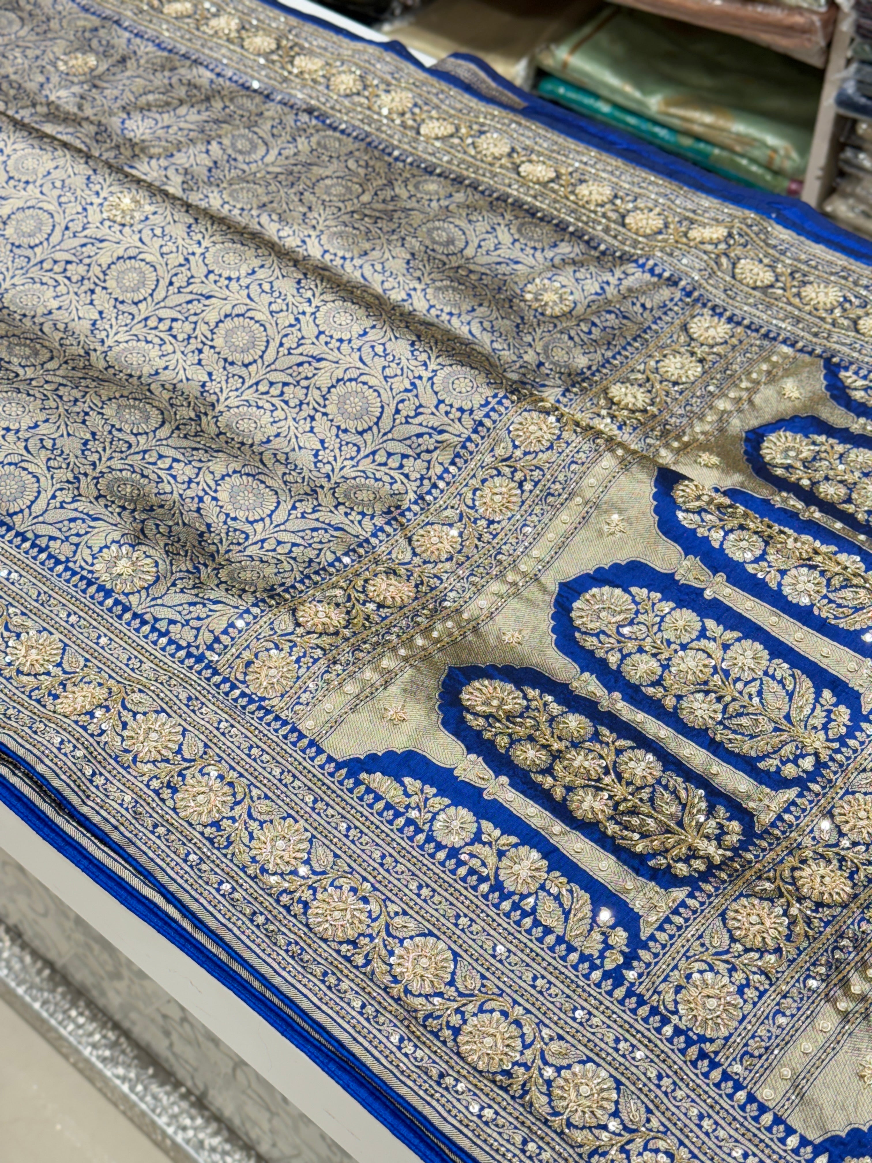 Blue Katan Zardosi Banarasi Saree