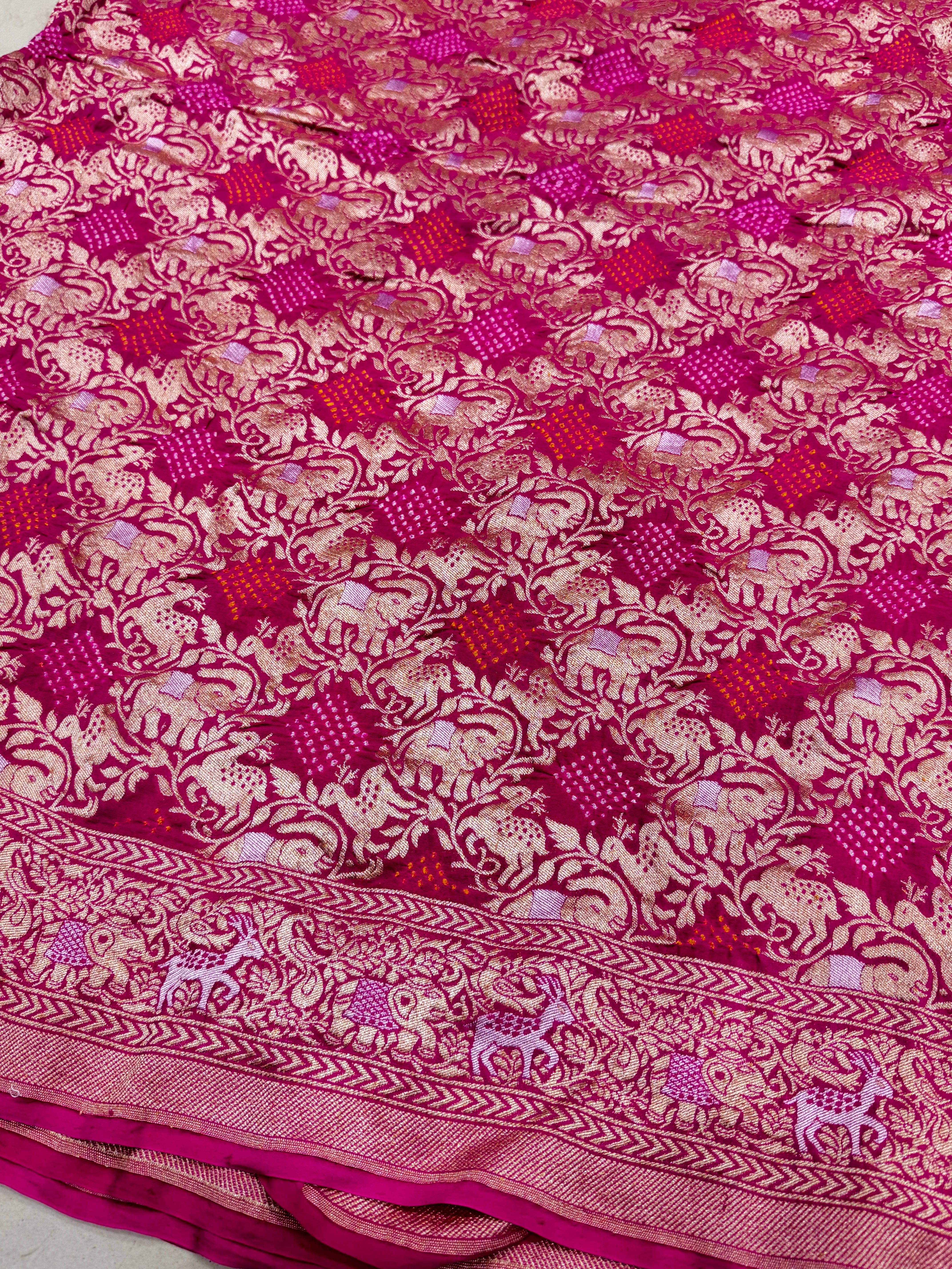 Rani Kadwa Weave Bandhej Saree