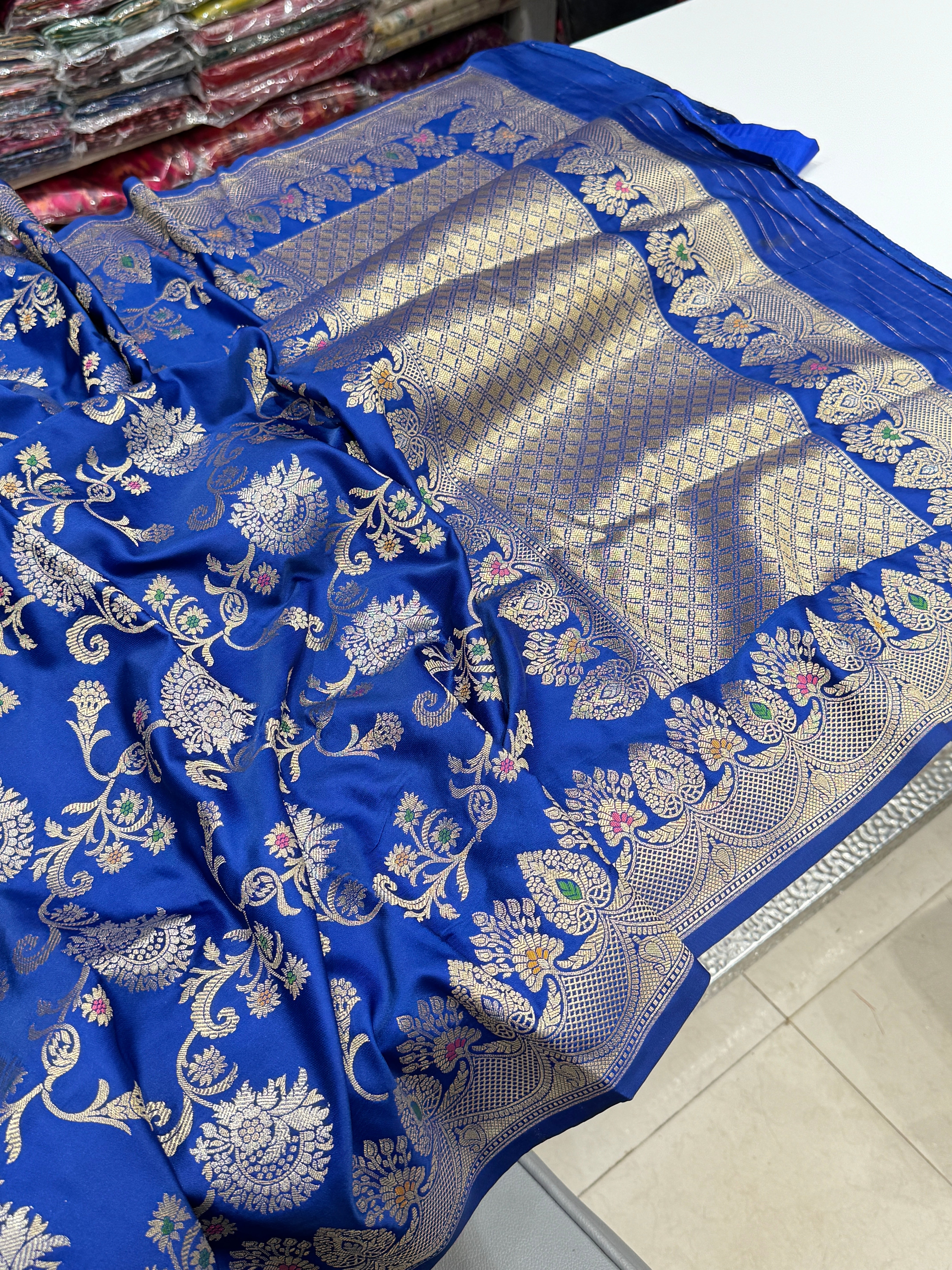 Blue Banarasi Meenakari Jaal Saree