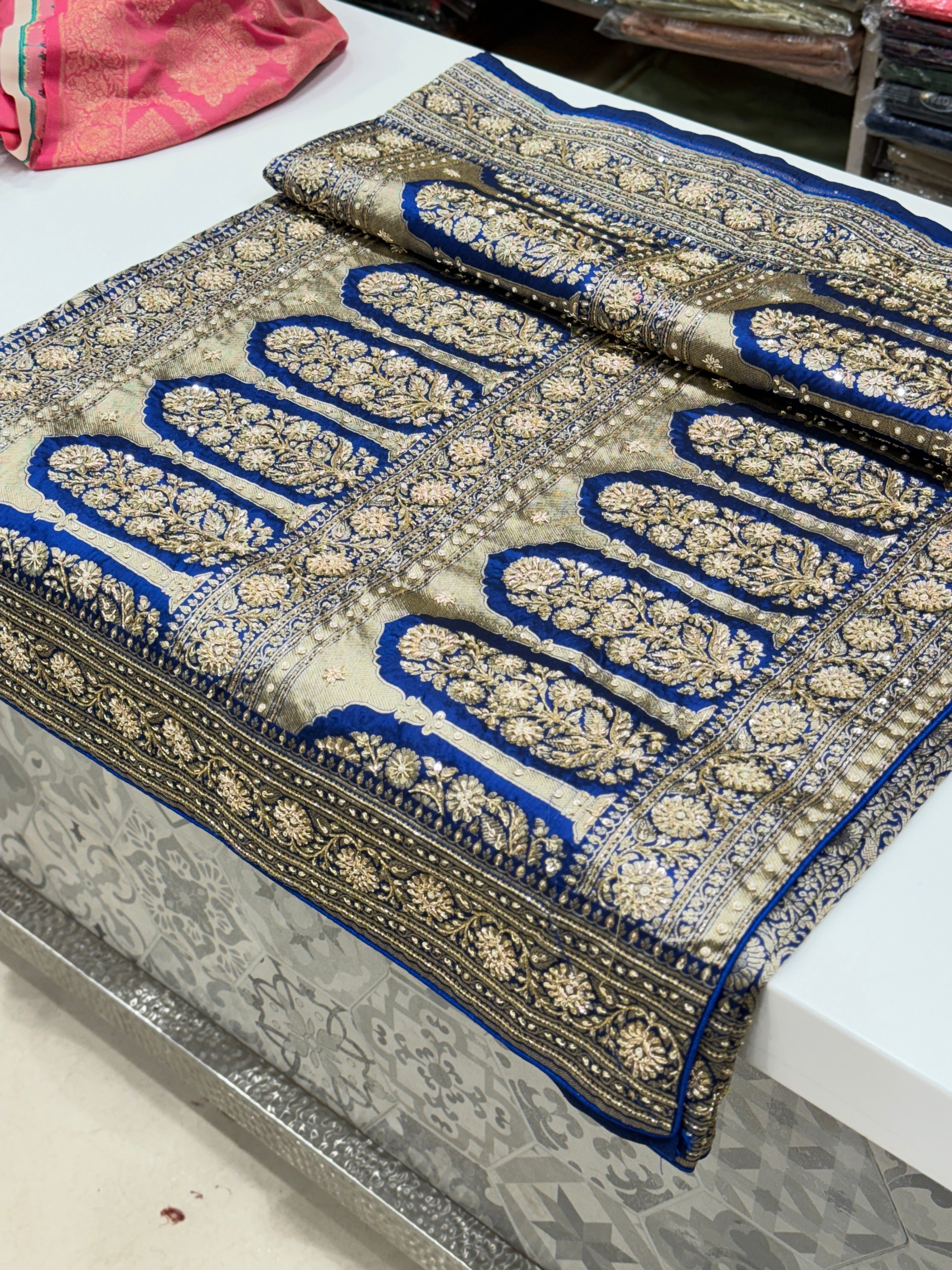 Blue Katan Zardosi Banarasi Saree