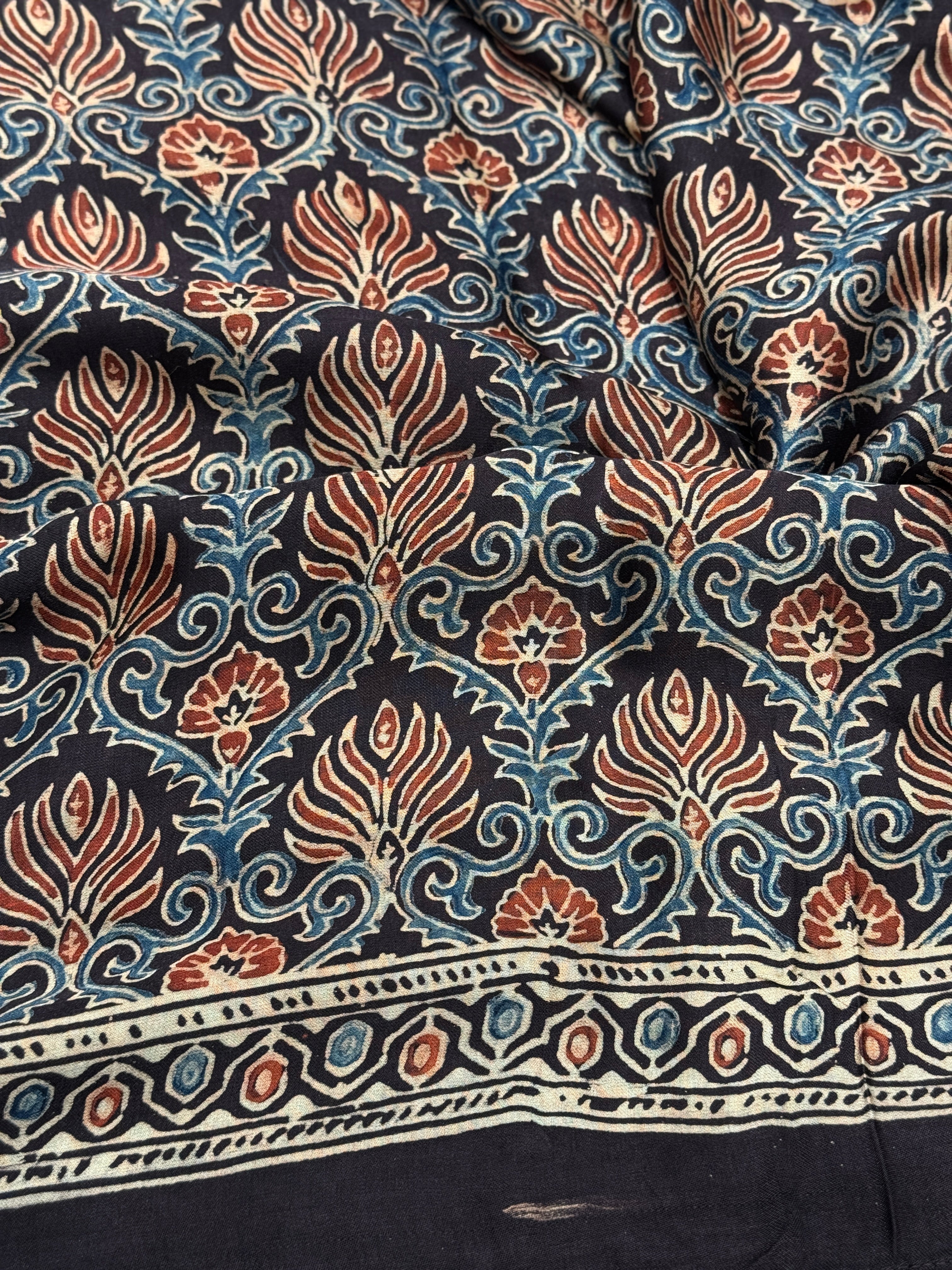 Crown Jaal Ajrakh Modal Gajji Silk Saree