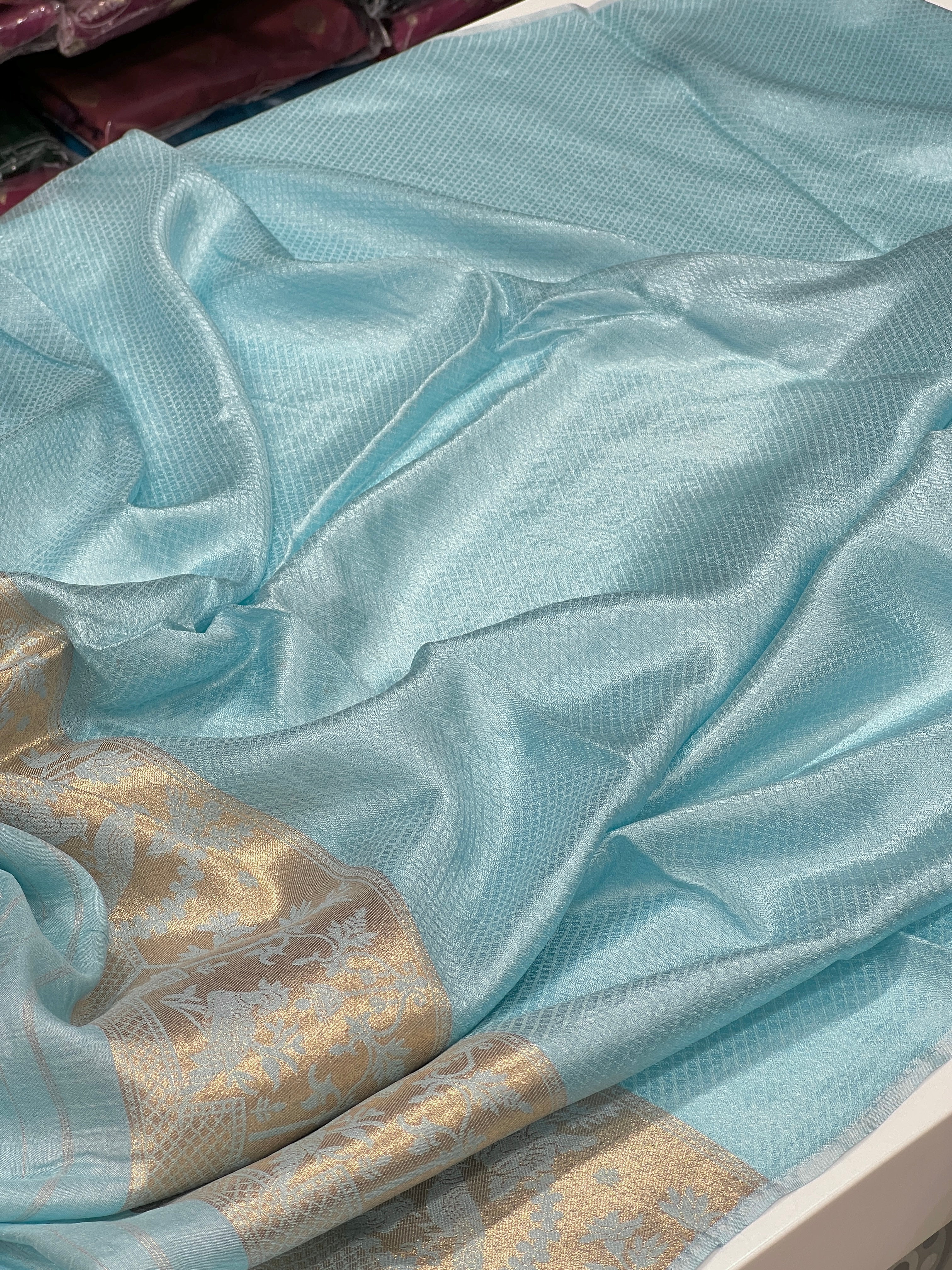 Blue Munga Silk Shikara Saree