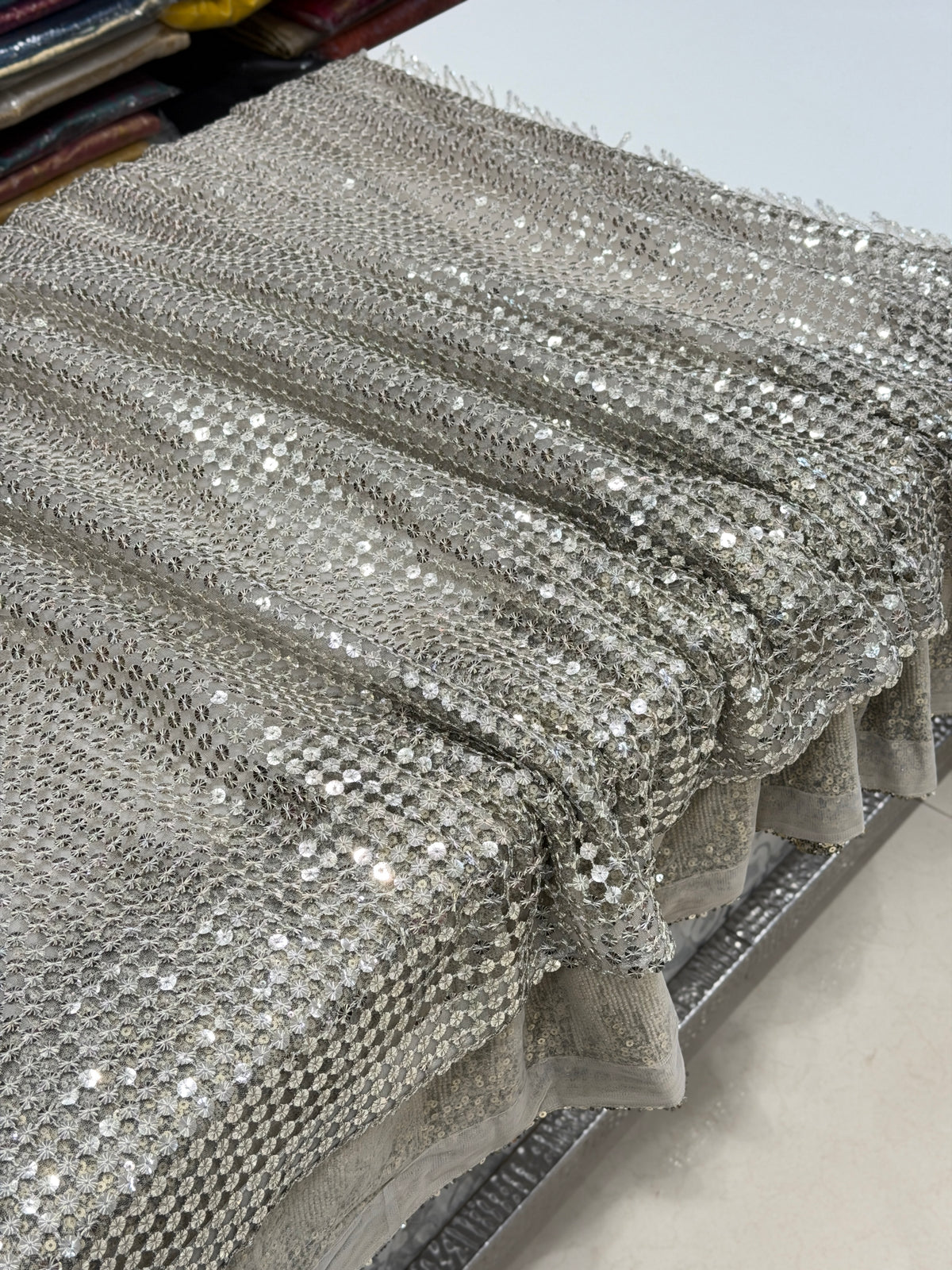 Silver Cutwork Half Half Hand Embroidery Concept Saree