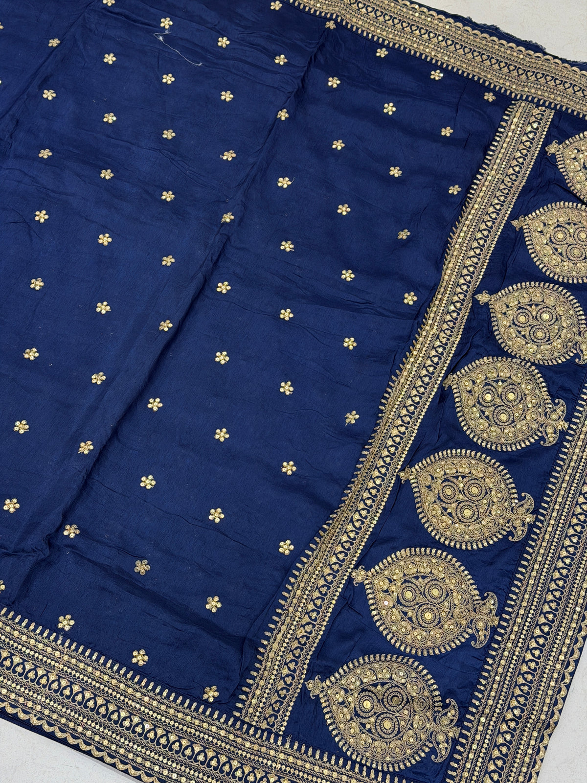 Blue Buttas Pallu Sabyasachi Inspired Marodi Embroidery Zardosi Saree