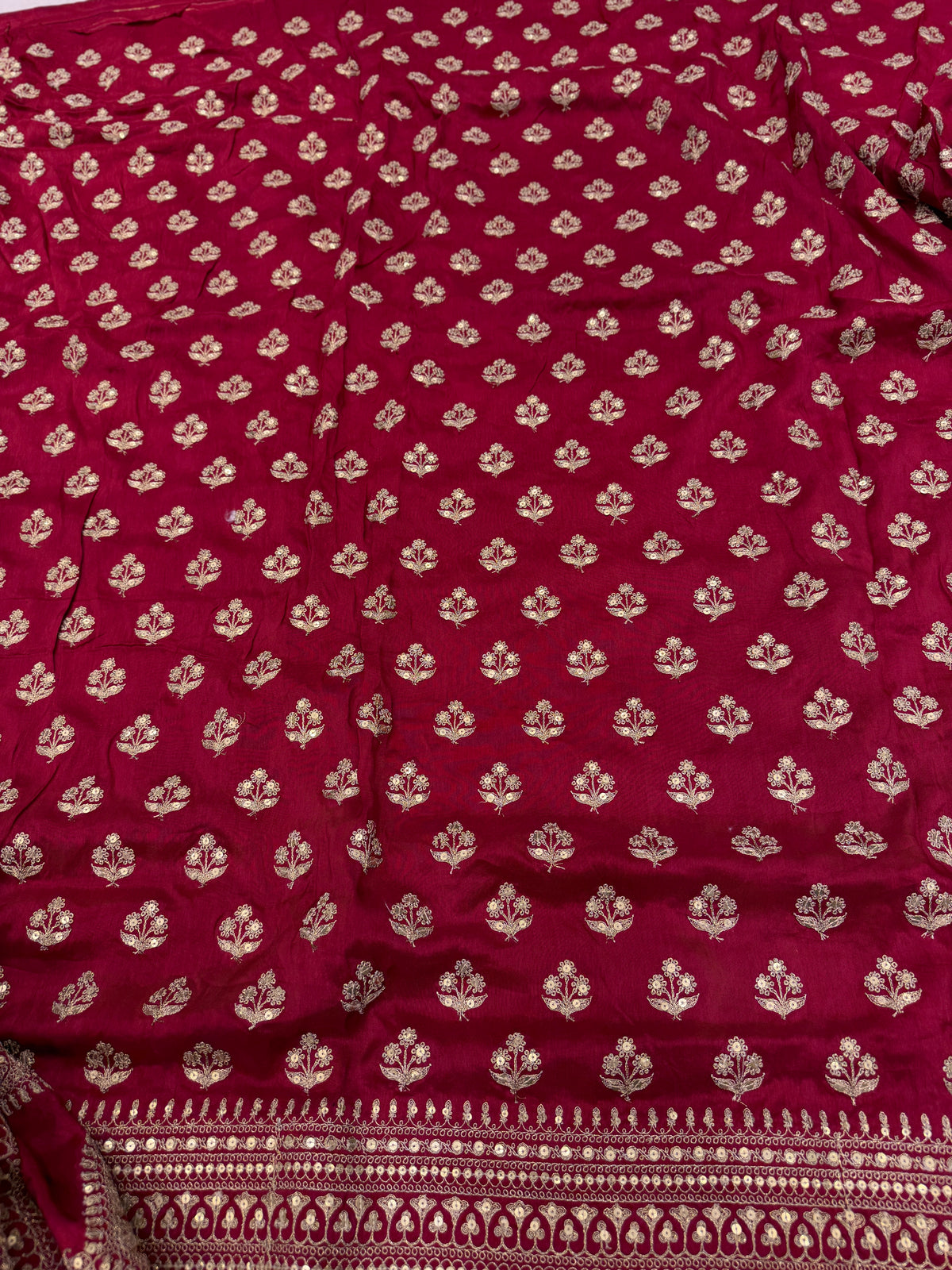Maroonish Red Buttas Pallu Sabyasachi Inspired Marodi Embroidery Zardosi Saree