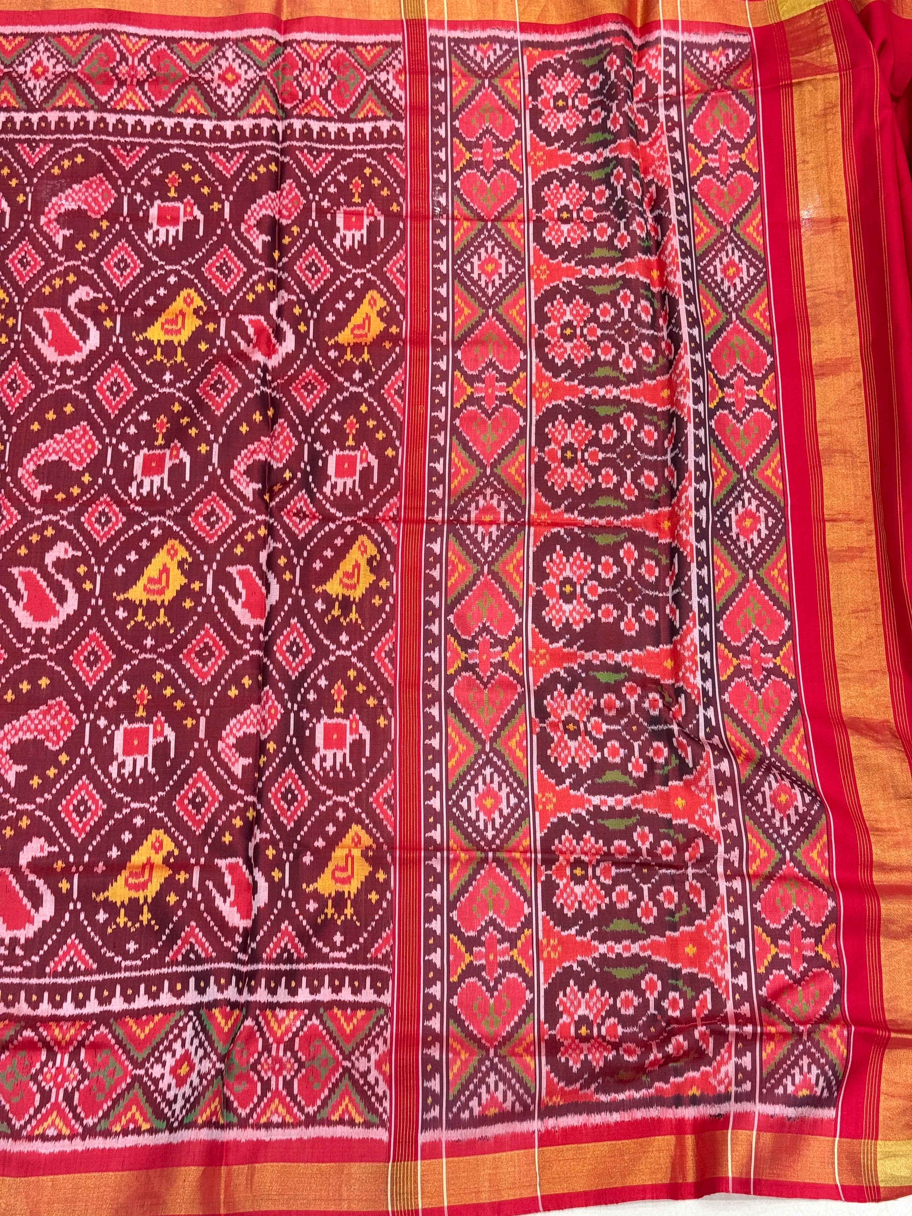 Maroon Traditional Handloom Rajkoti Patola