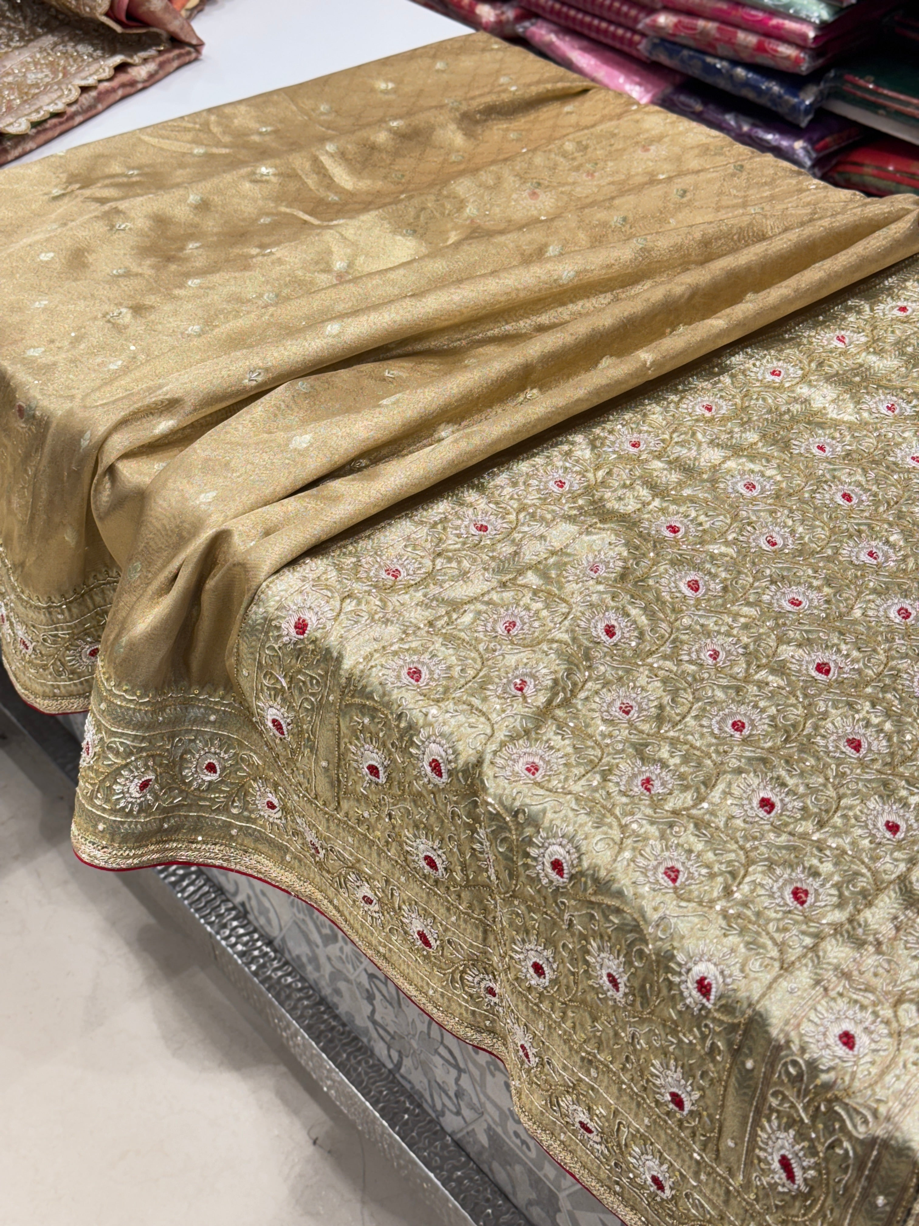 Golden Banarasi Tissue Zardosi Saree