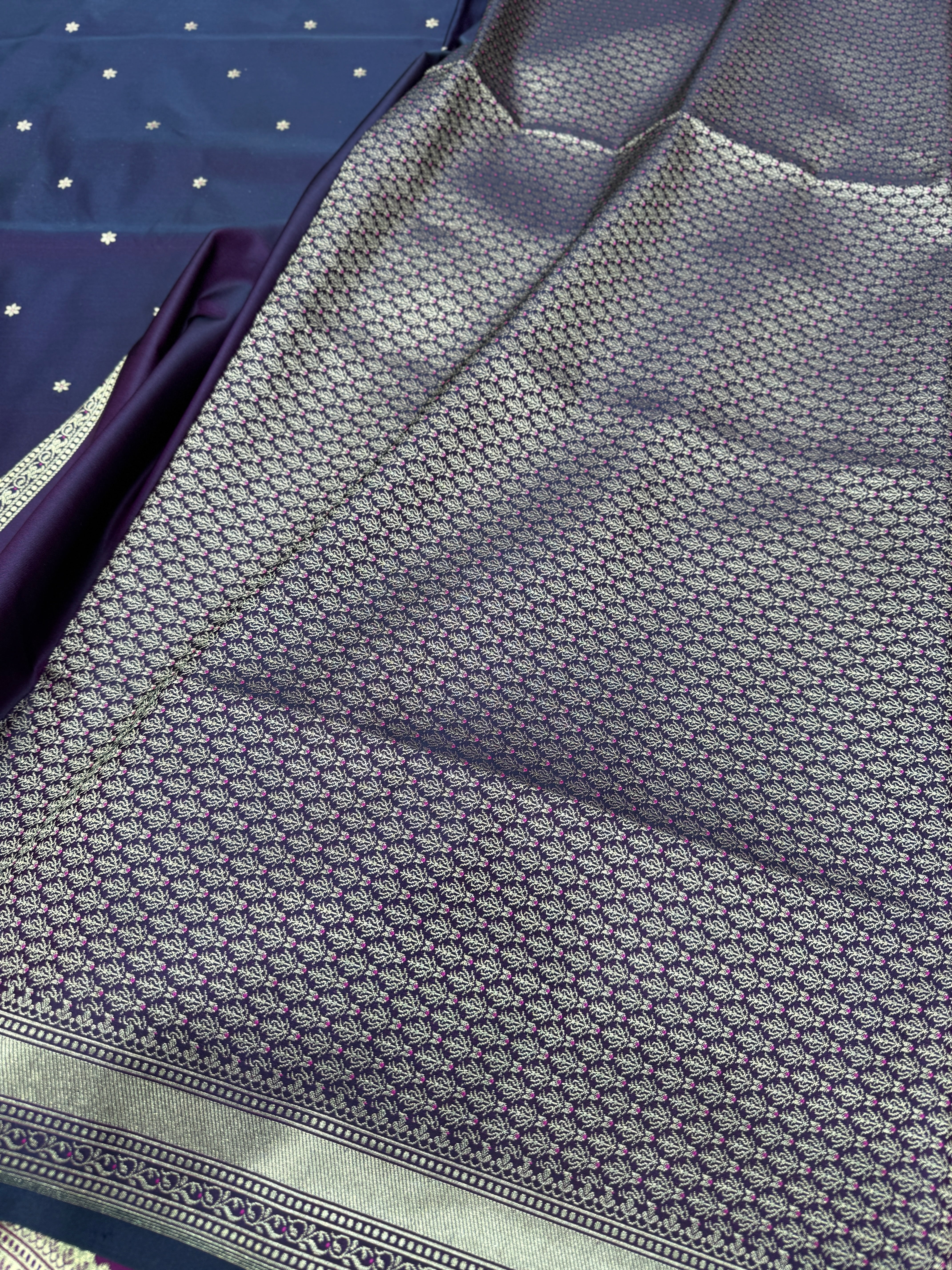 Violet Banarasi Silk Star Butti Saree