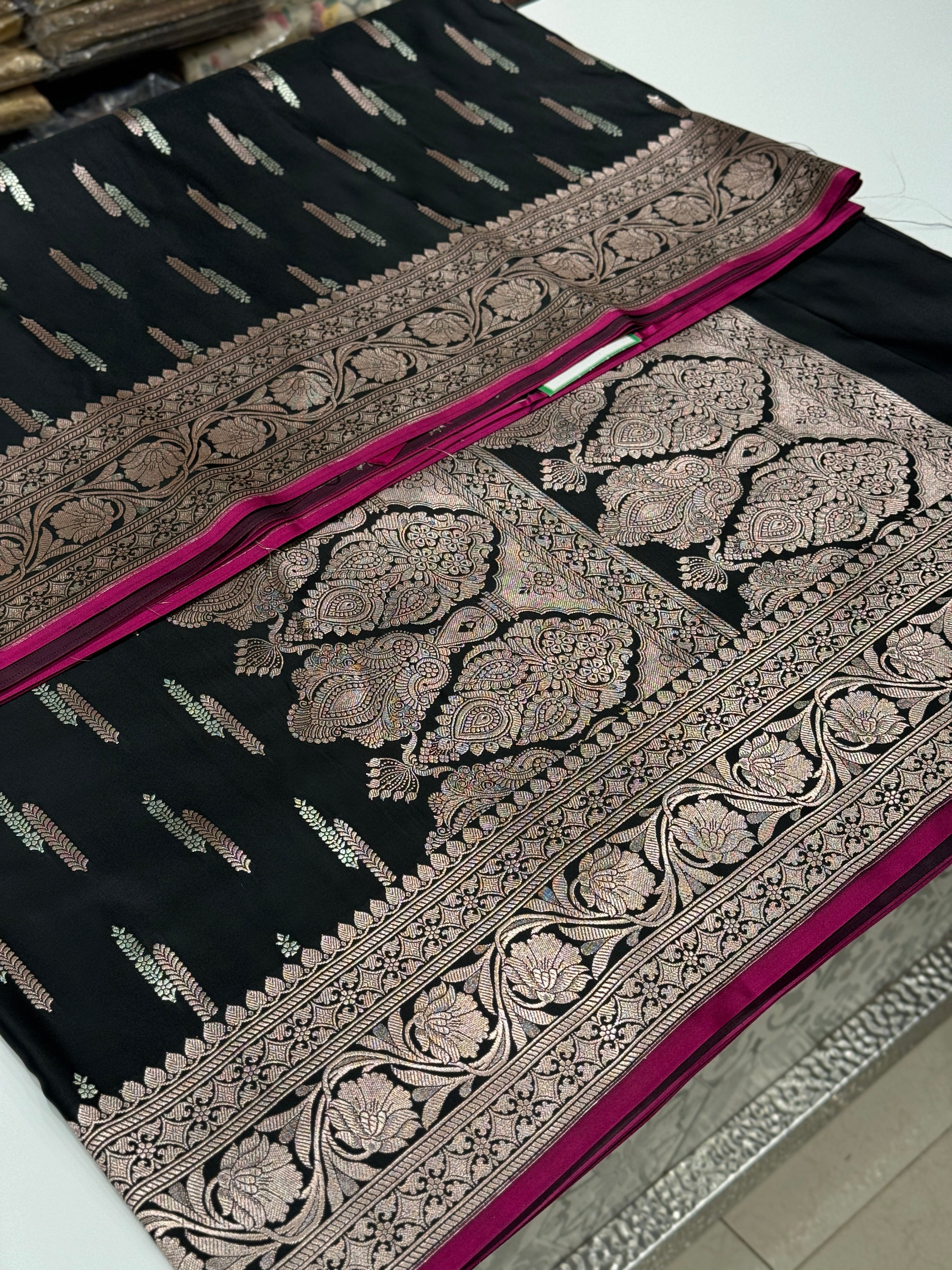 Black Banarasi Silk Contemporary Saree