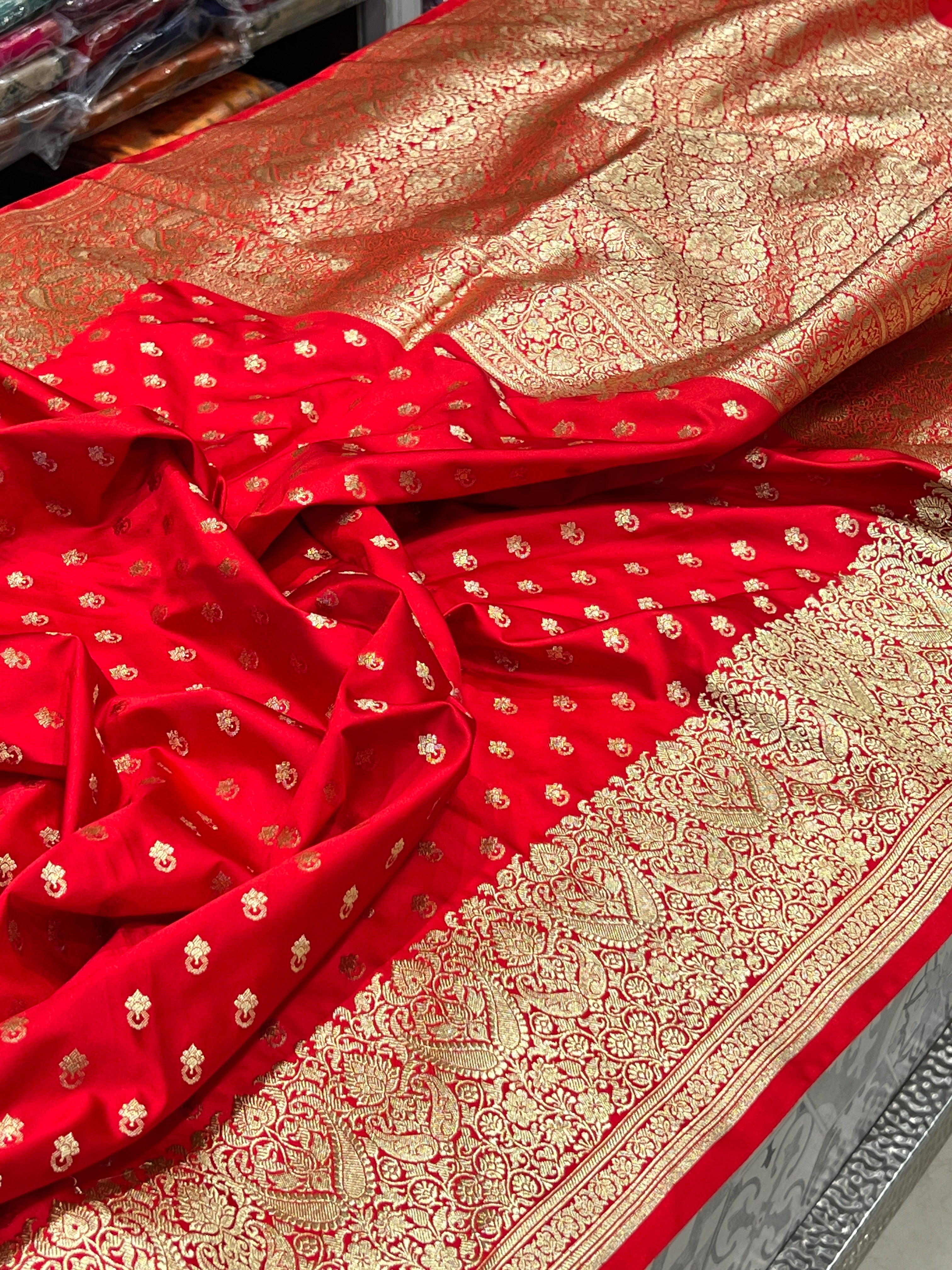 Red Banarasi Silk Butti Saree