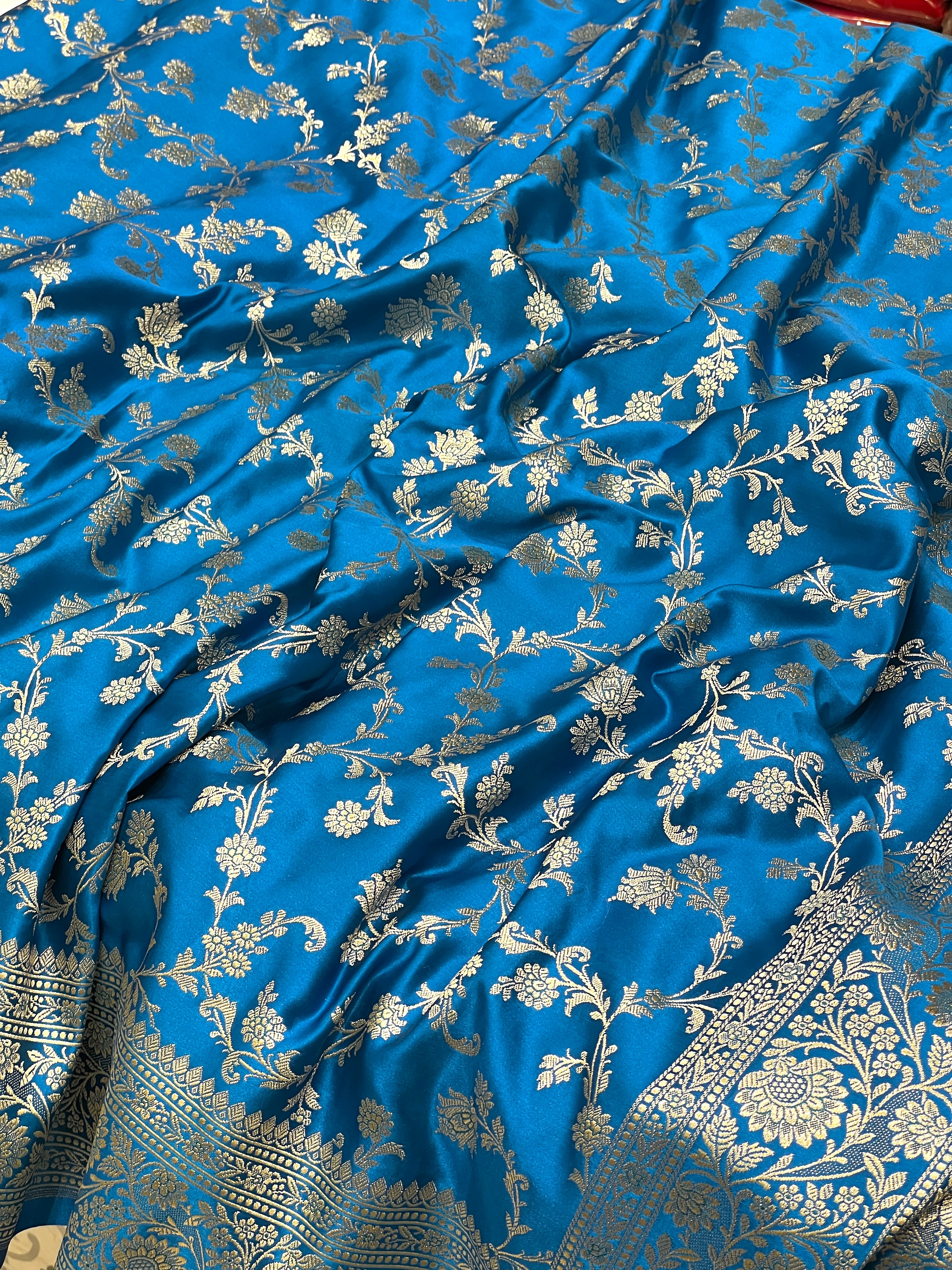 Blue Banarasi Upside Down Border Saree