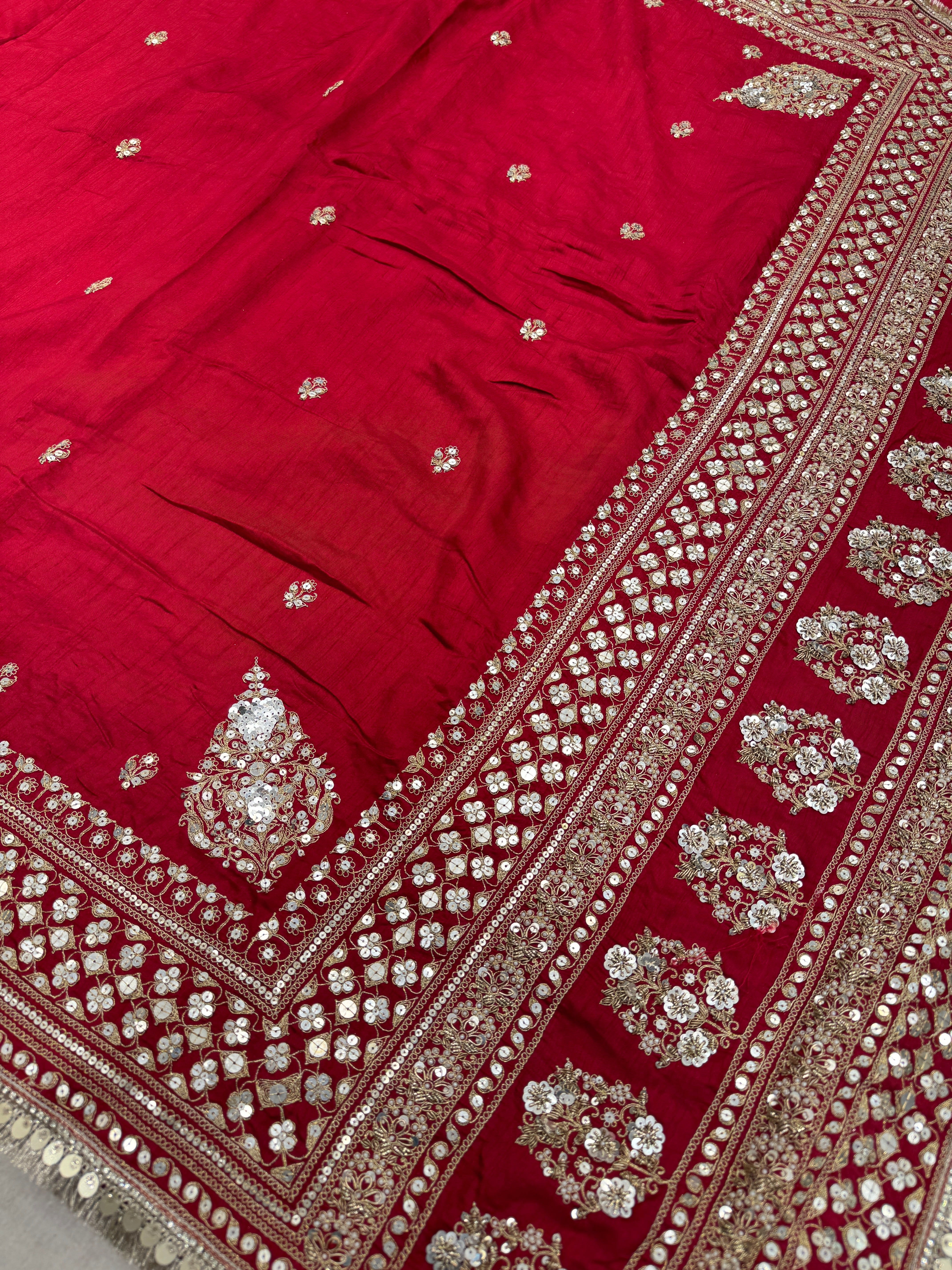 Maroon Marodi Embroidery Pure Silk Saree