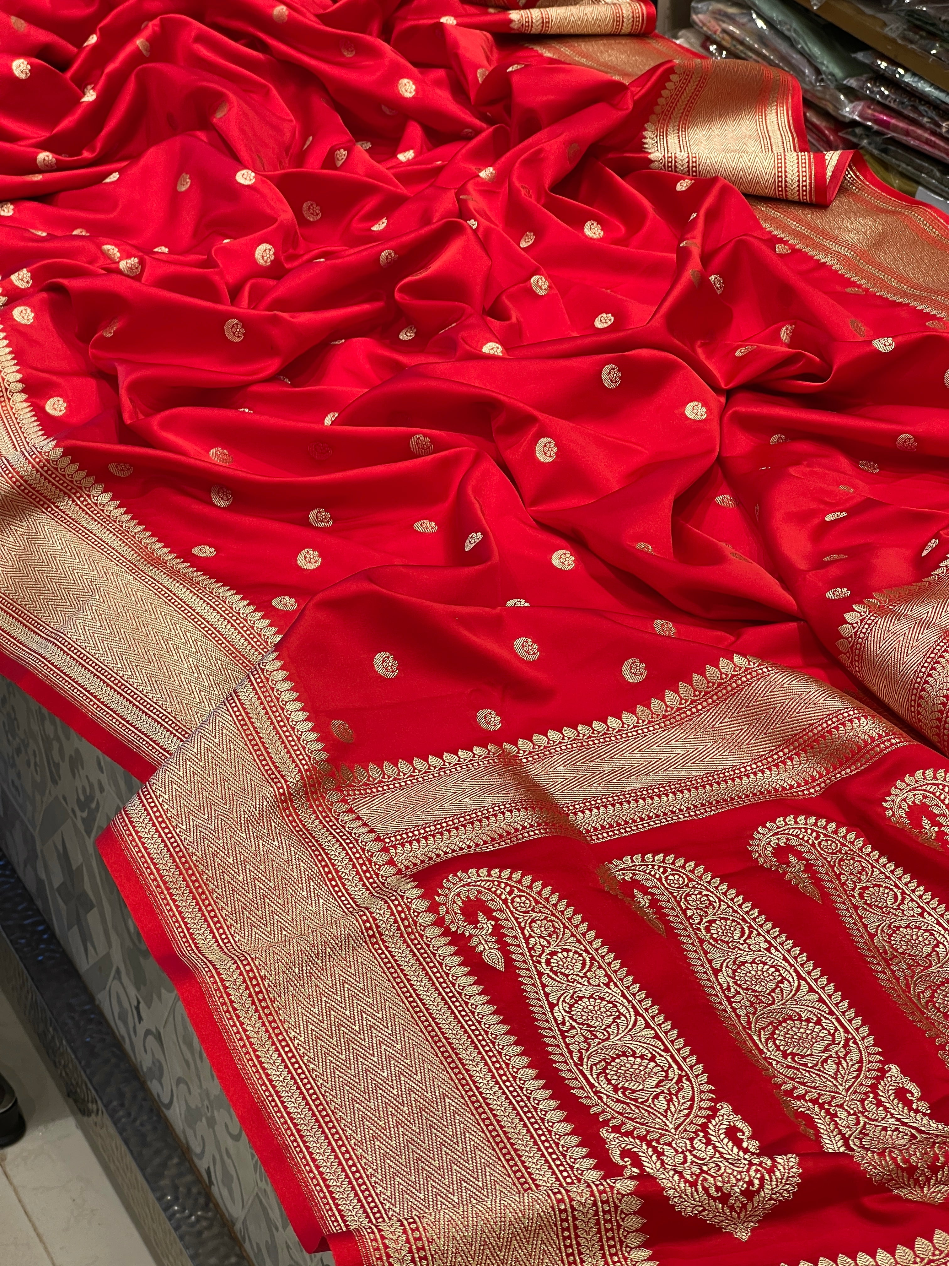 Red Banarasi Small Chand Butti Saree