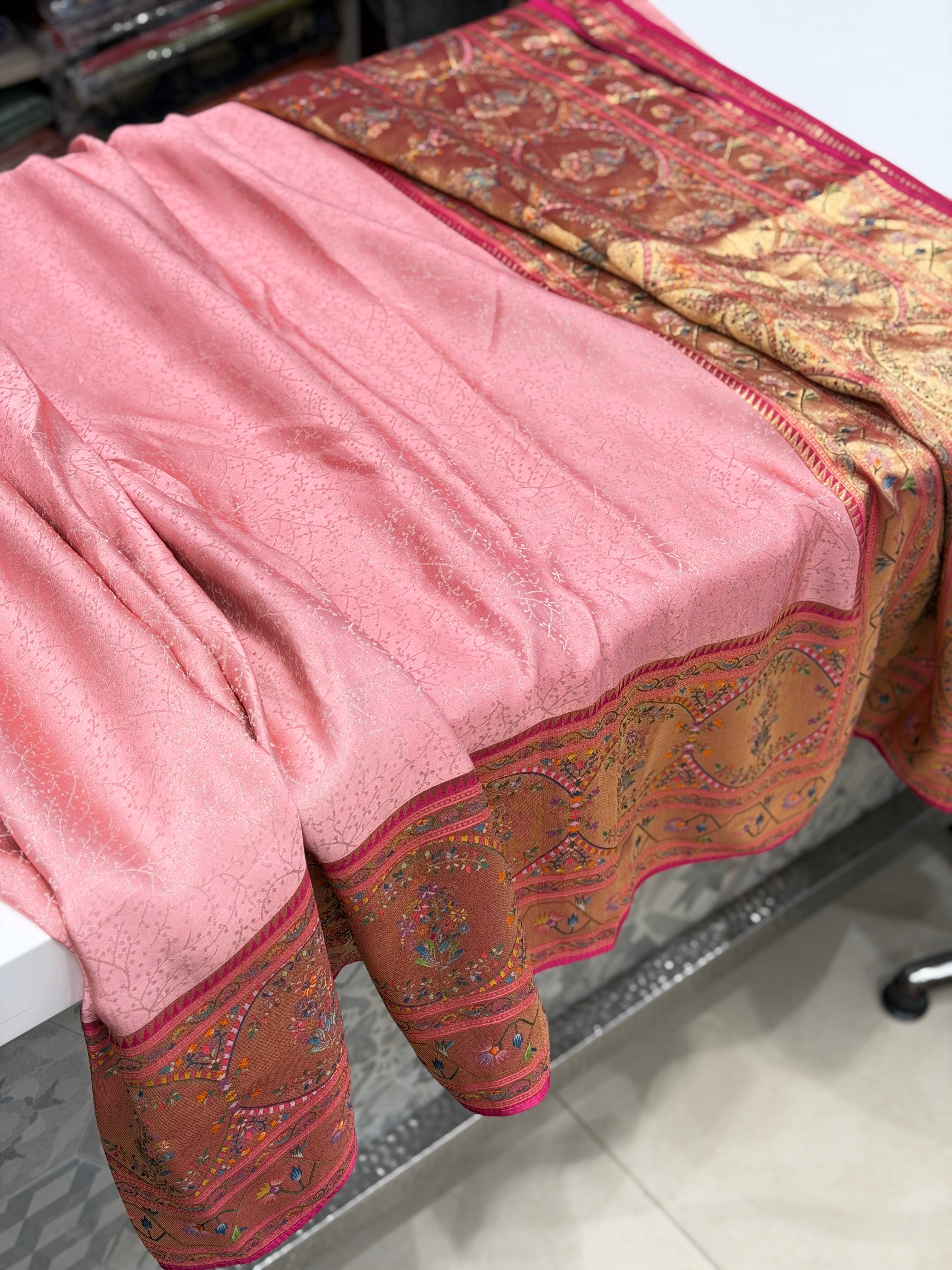 Pink Modal Satin Woven Paithani Saree