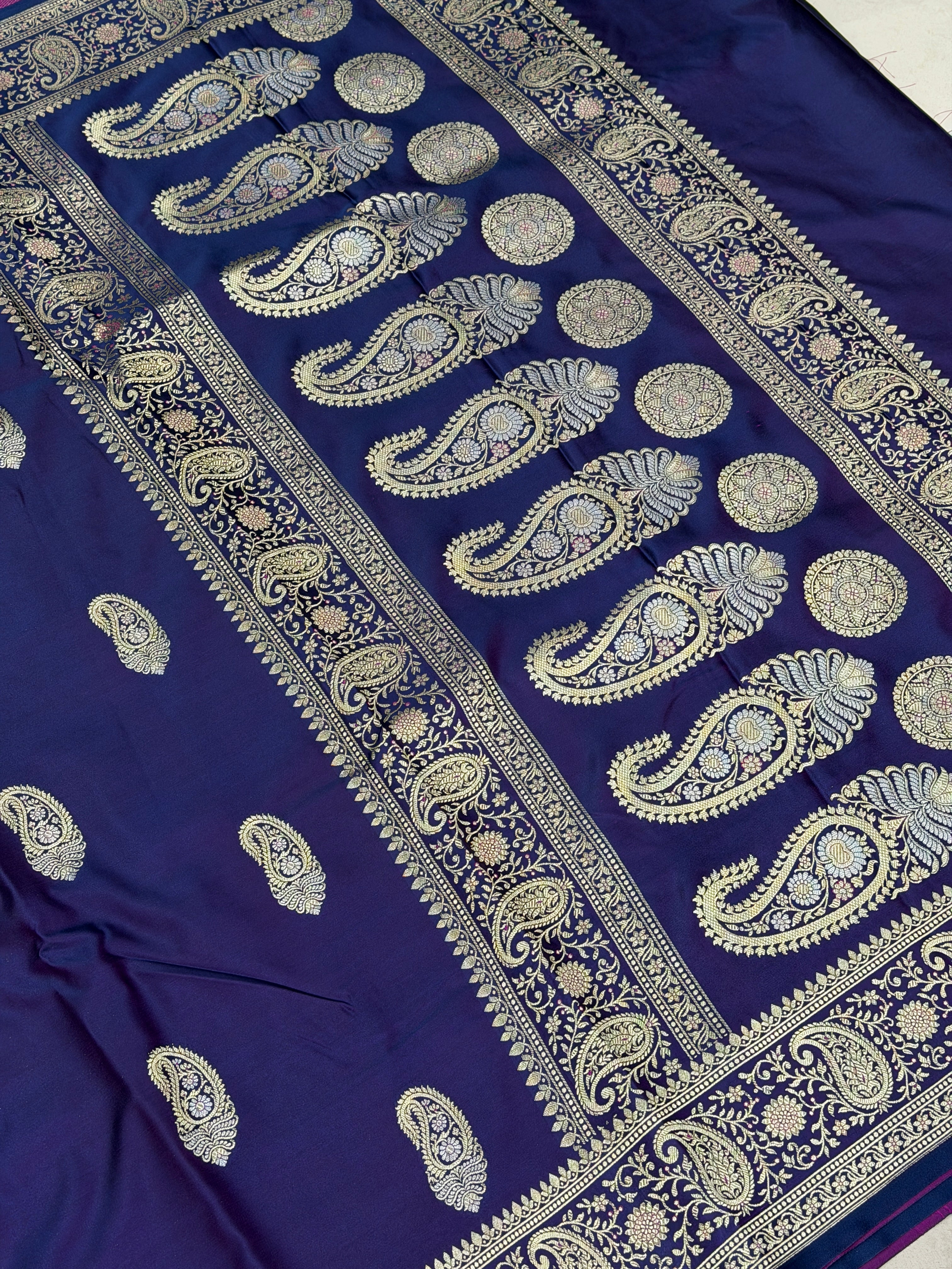 Cross Violet Sona Roopa Keri Butta Banarasi Silk Saree