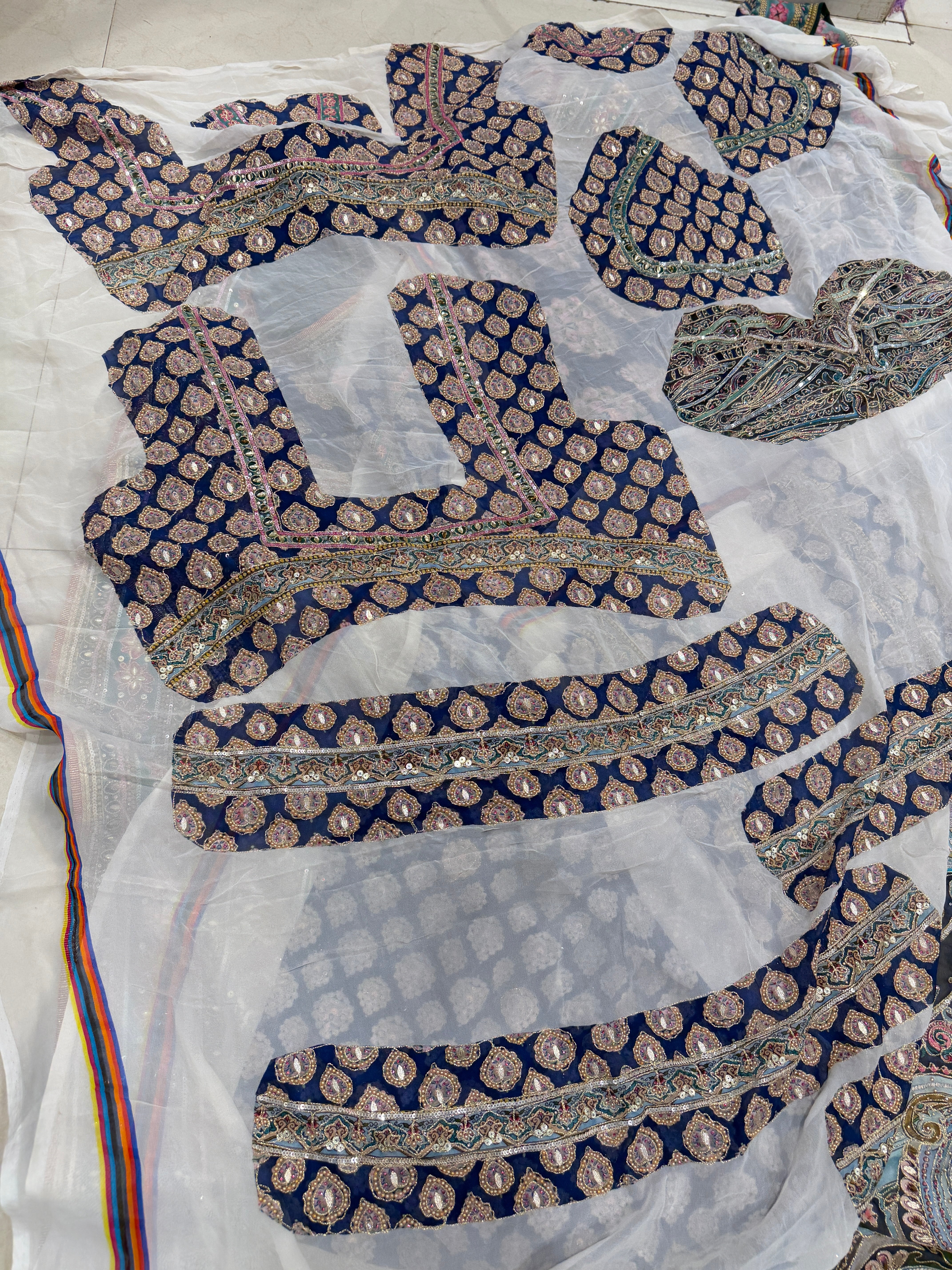 Blue TT inspired Banarasi Crepe Hand Embroidery Saree