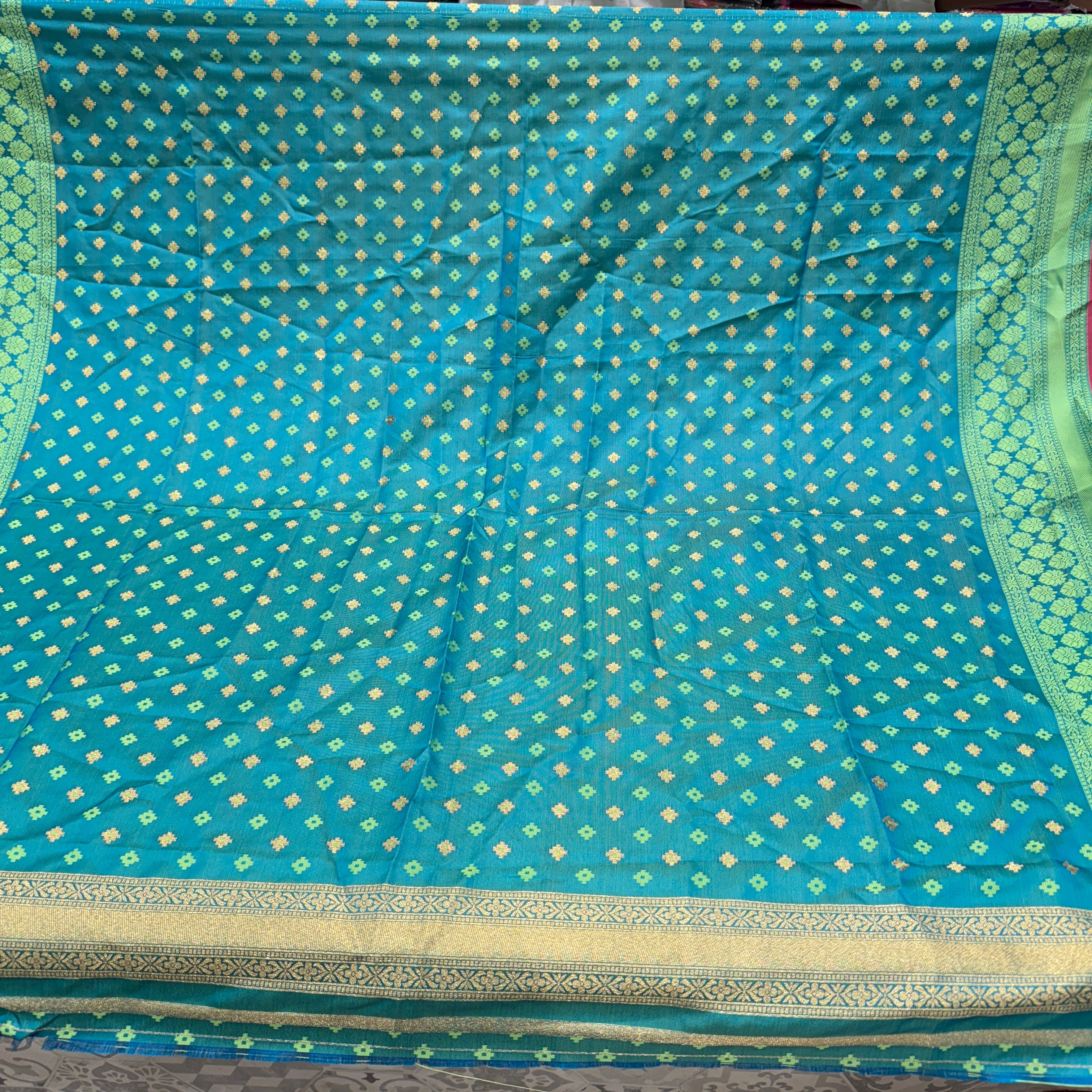 Rama Green Soft Silk Jaquard Blouse Piece