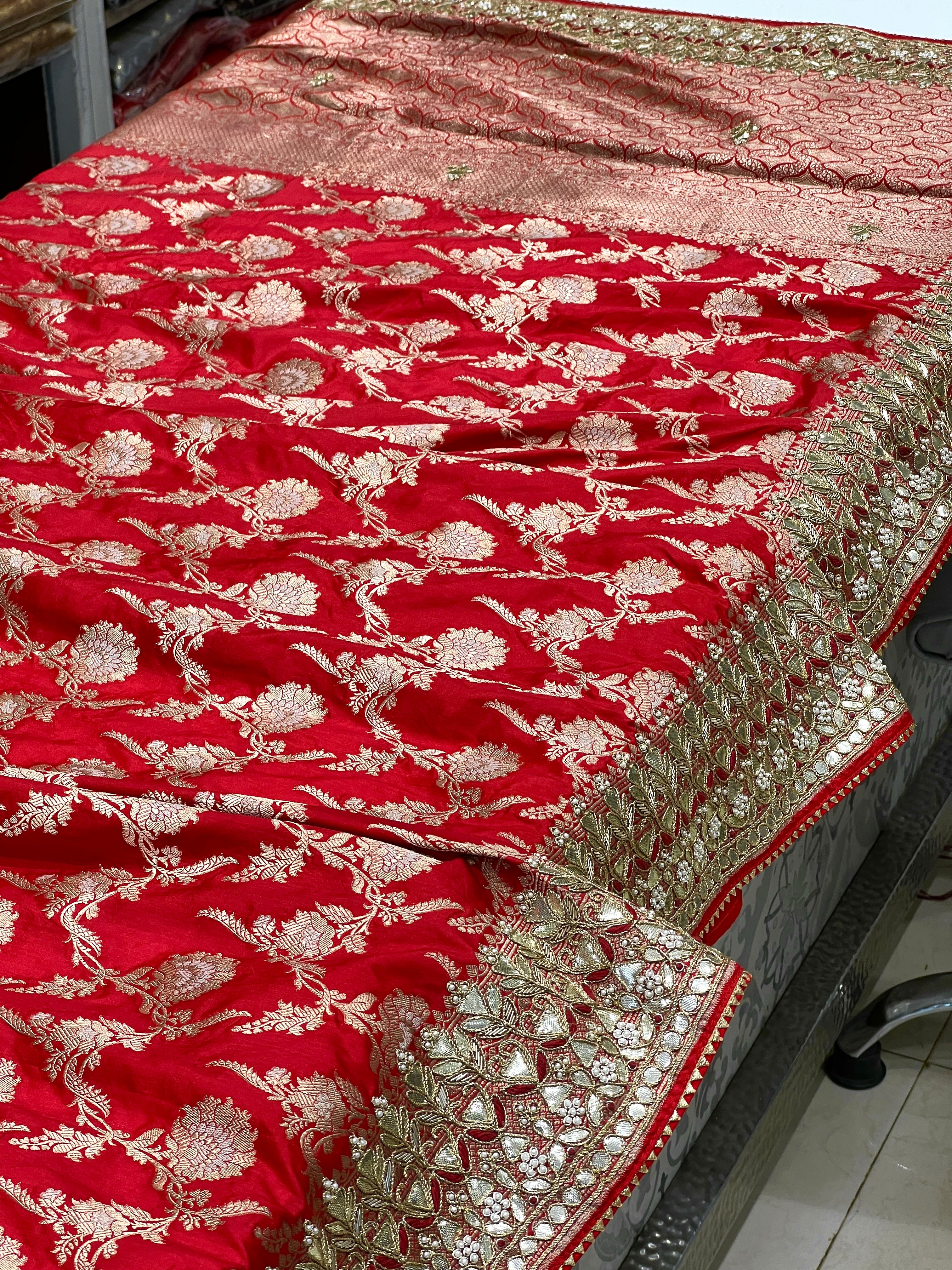 Red Katan Silk Resham Gotapatti Saree