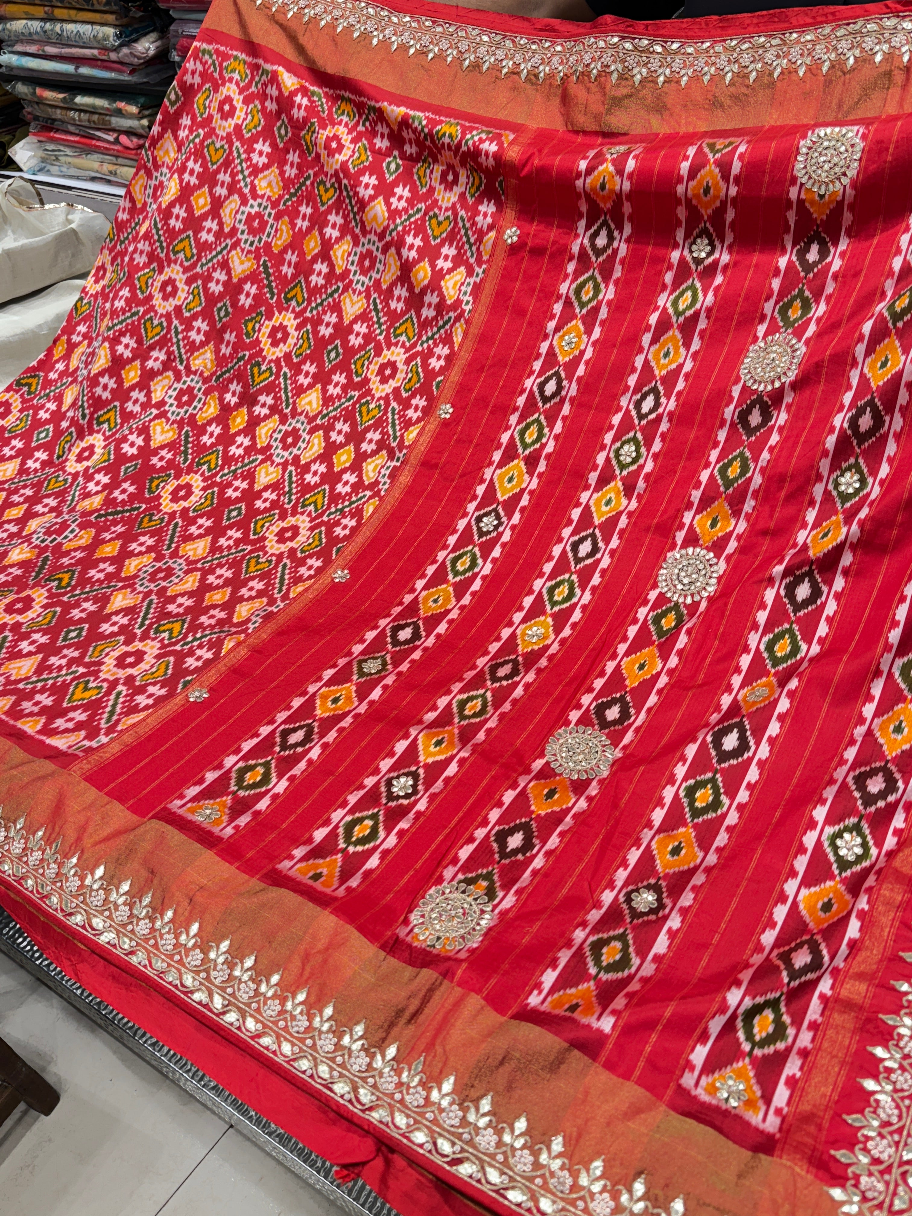 Handloom Red Patola Gotapatti Saree