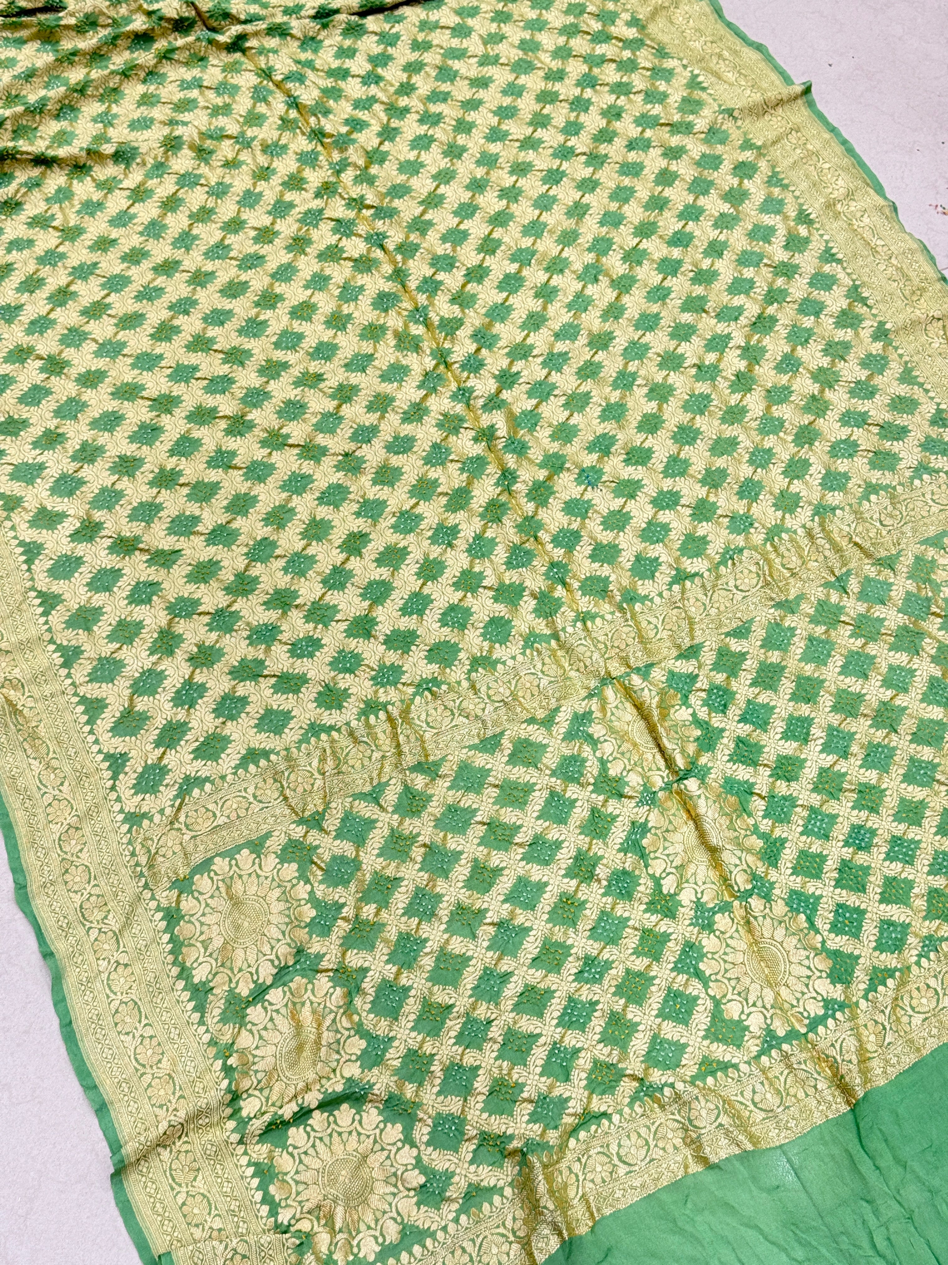 Light Green Bandhej Bandhini Saree