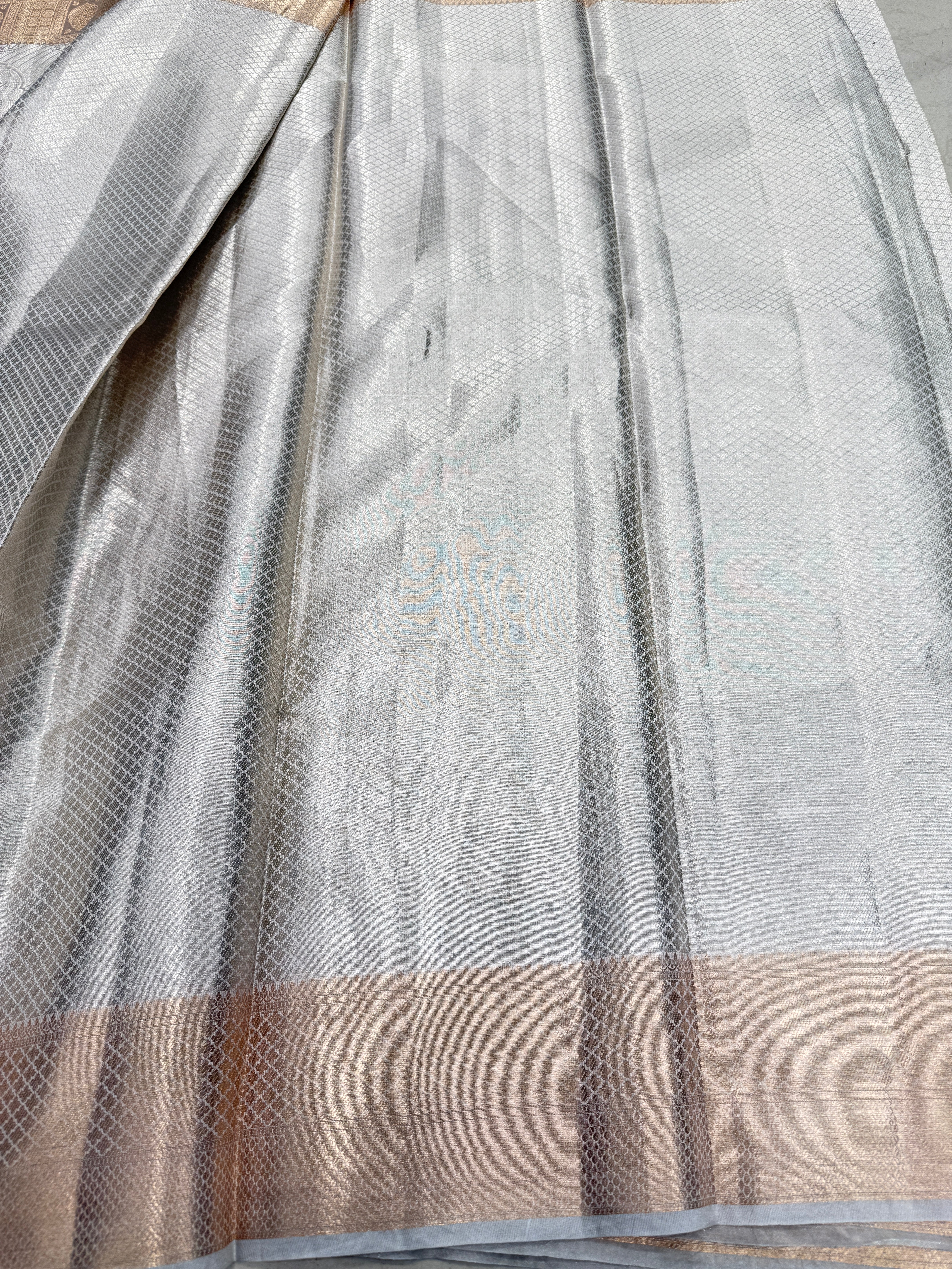 Silver Double Tissue Contemporary Banarasi Saree