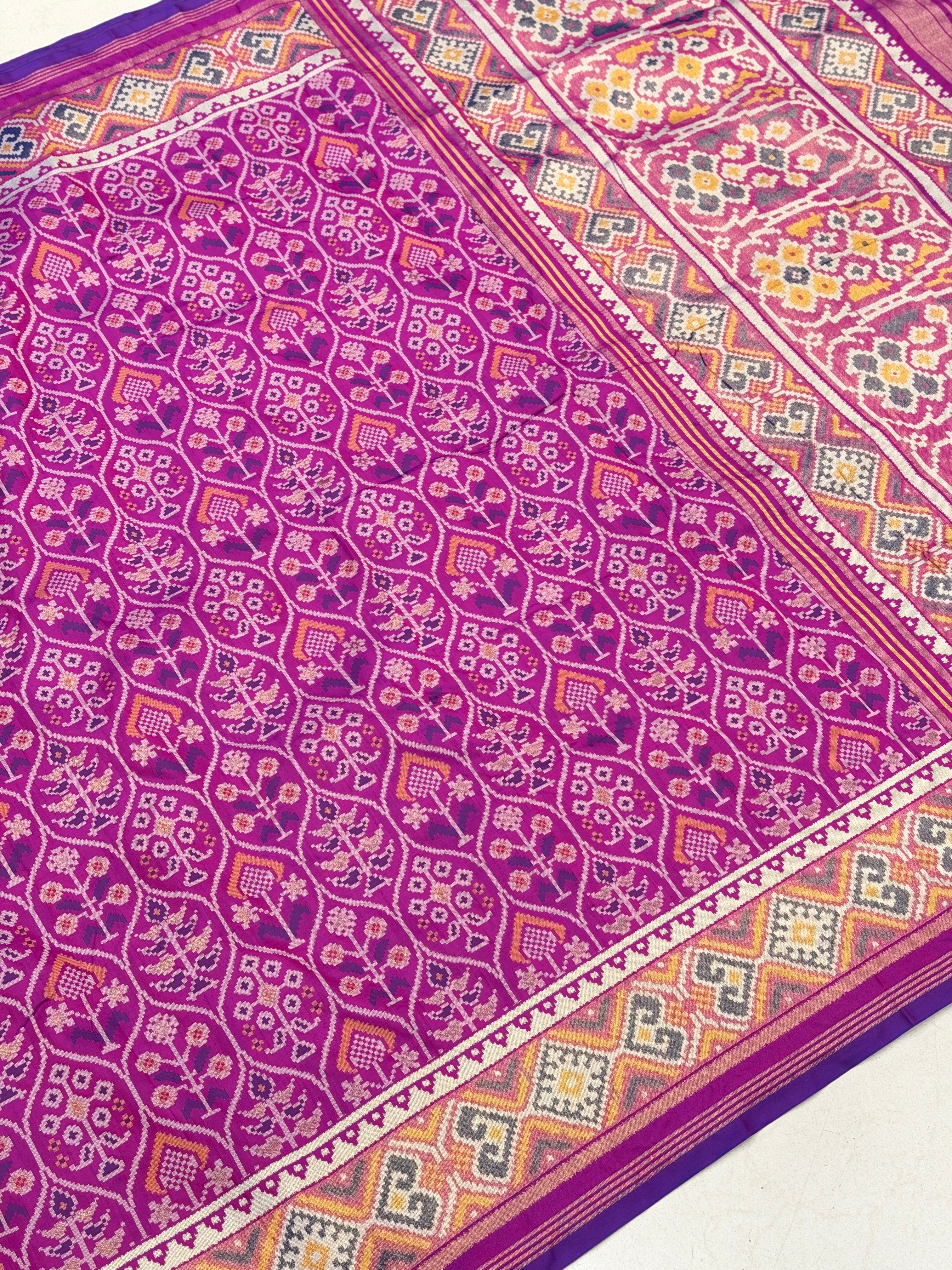 Violet Crown Jaal Semi Silk Patan Patola Saree