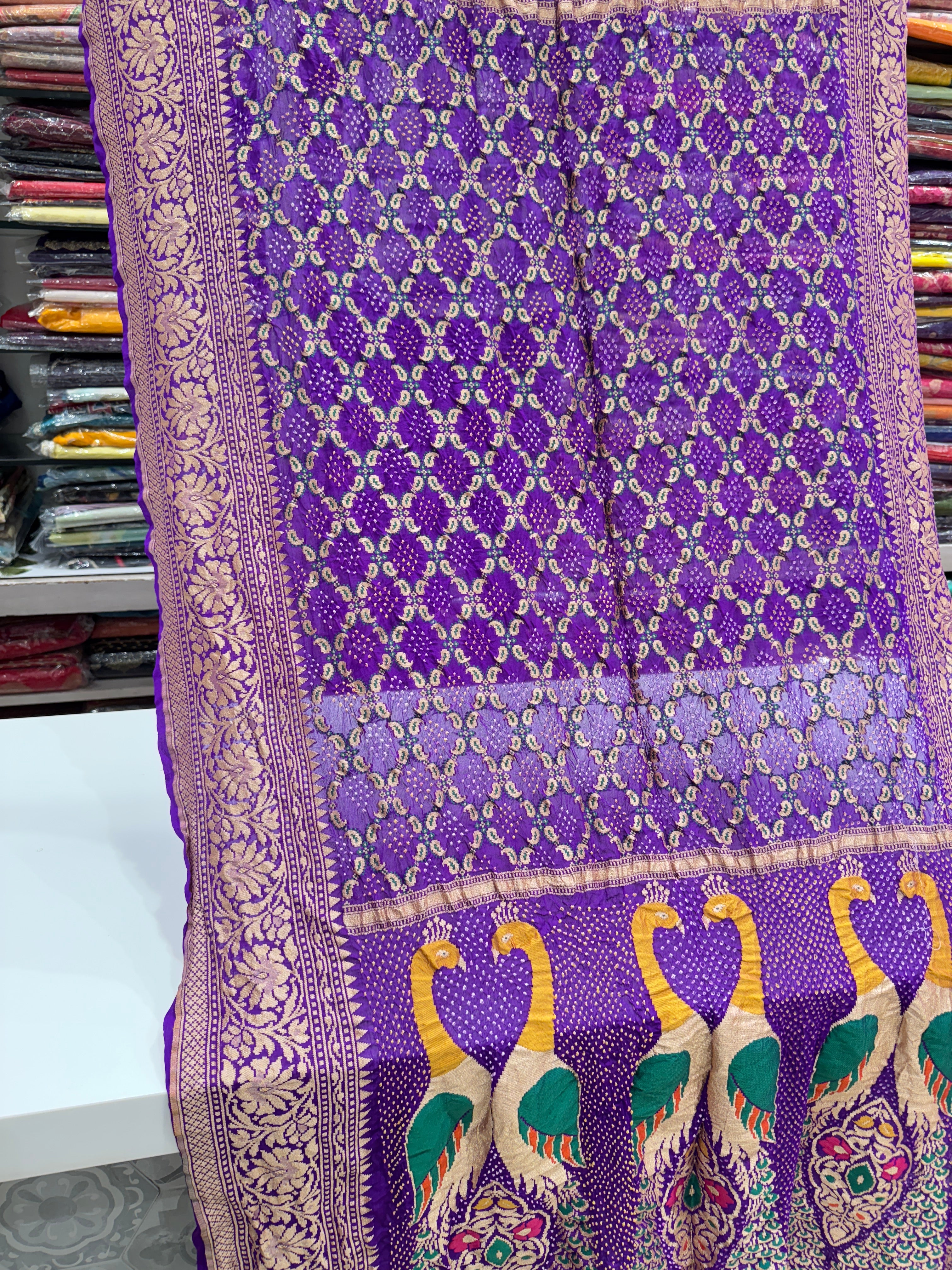 Violet Bandhej Meenakari Dupatta