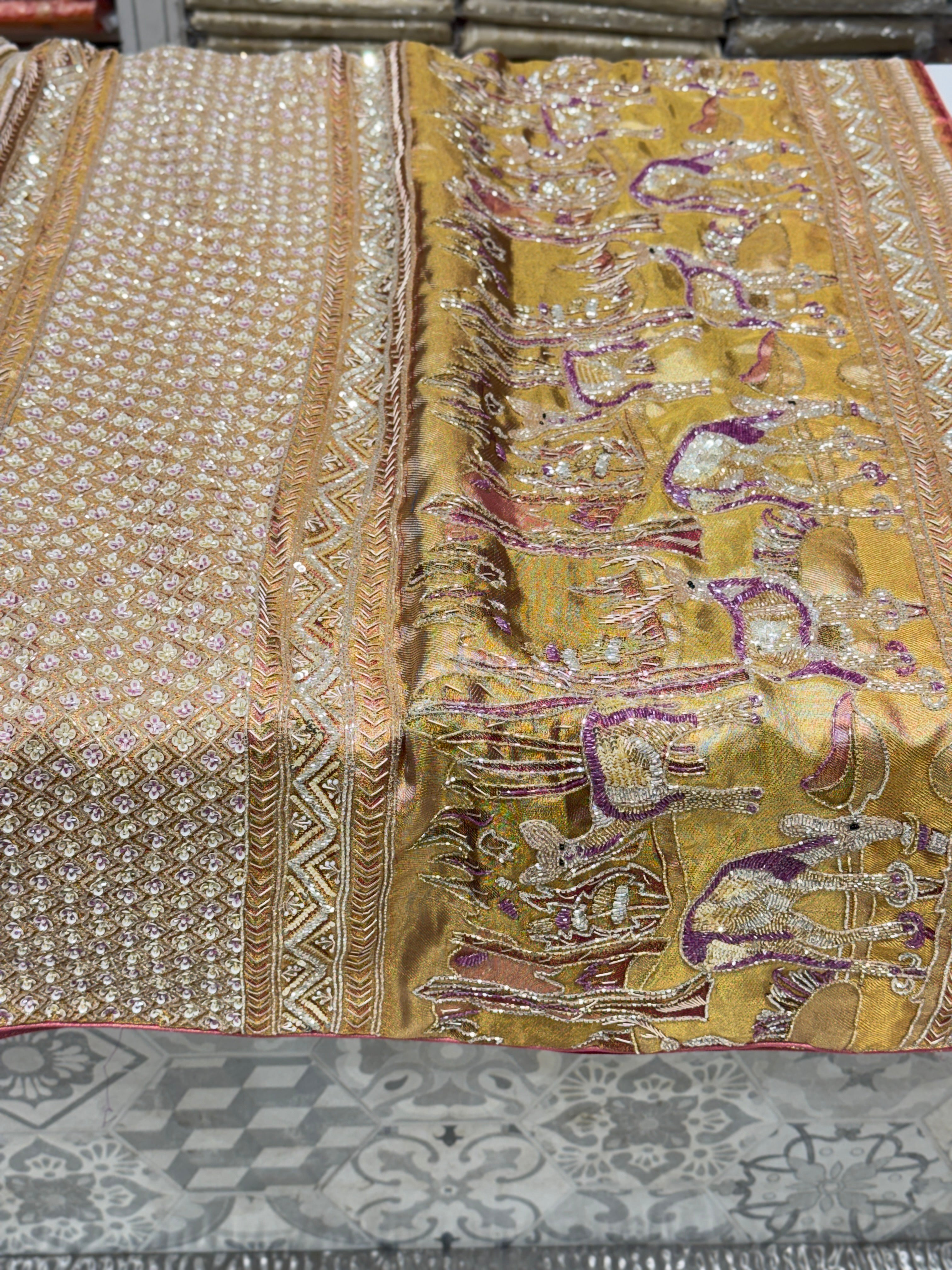 Kanjivaram Embroidery Hiraniya Edit Saree