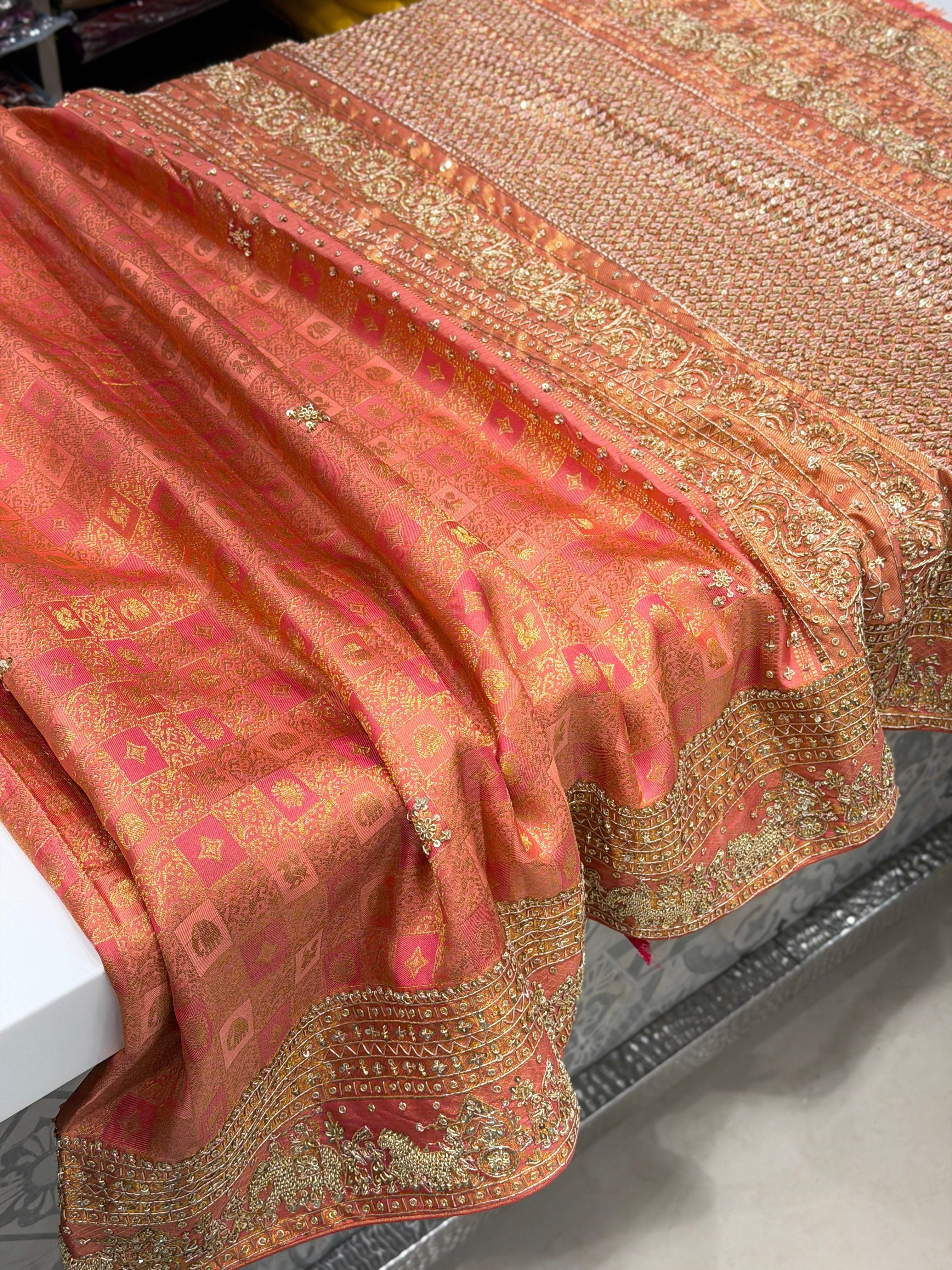 Pink Kanjivaram Doli Edit Zardosi Hand Embroidery Saree
