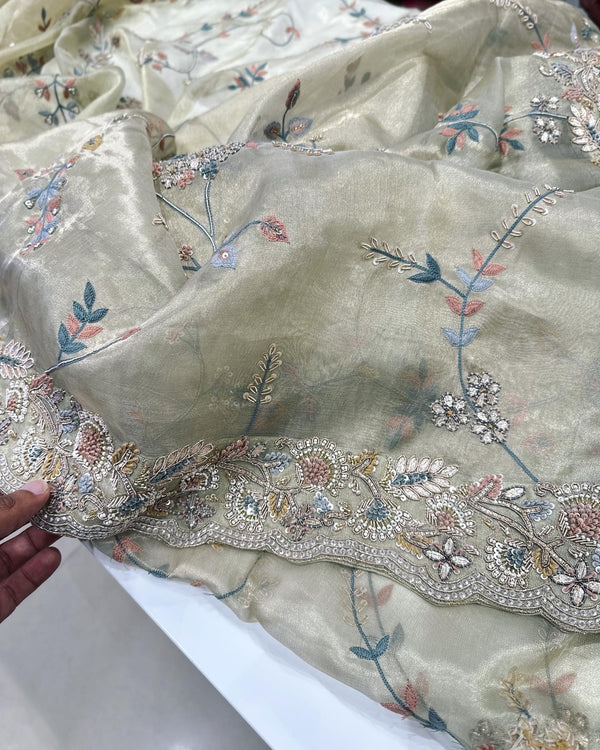 Tissue Embroidery Saree