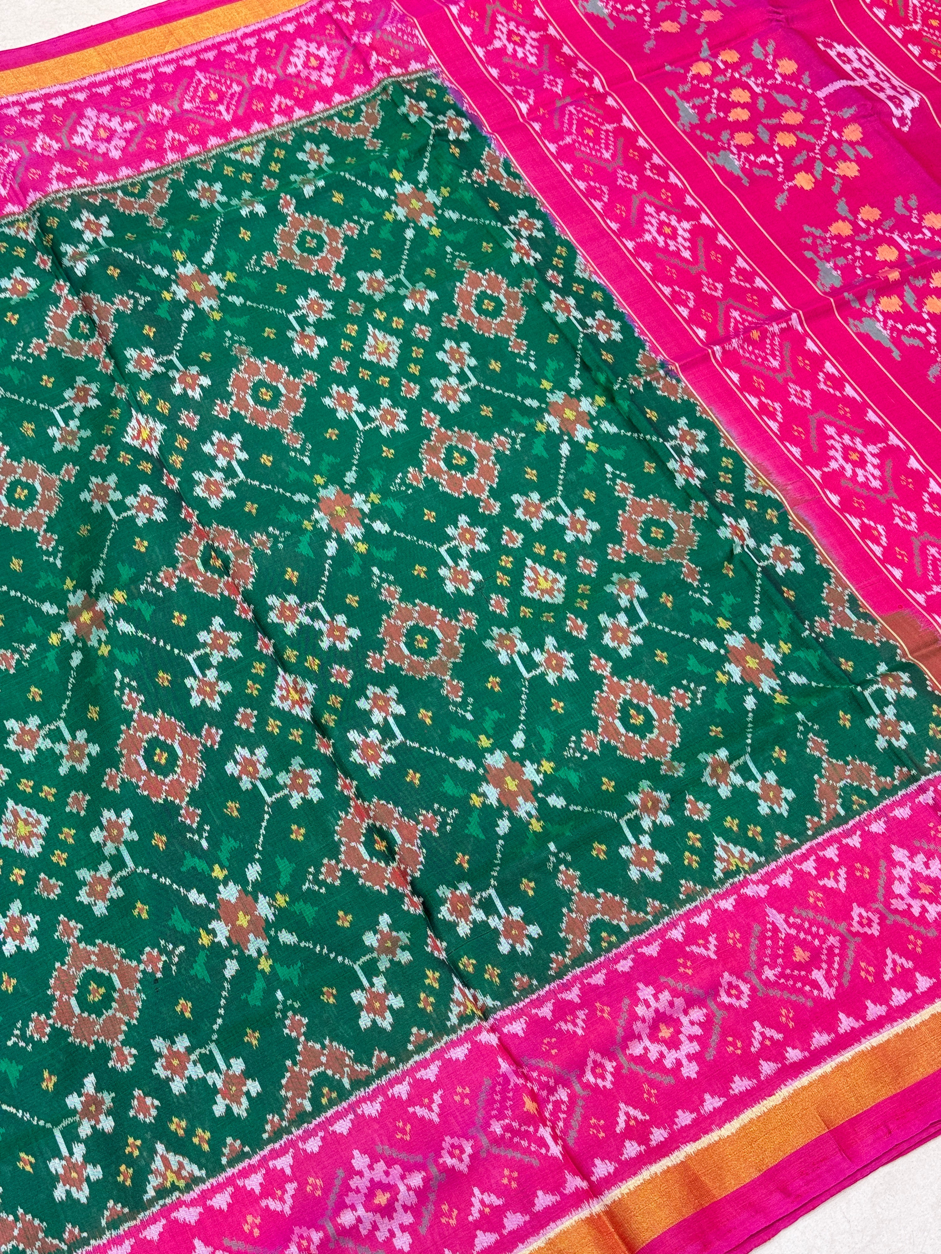 Bottle Green Rani Handloom Rajkoti Patola