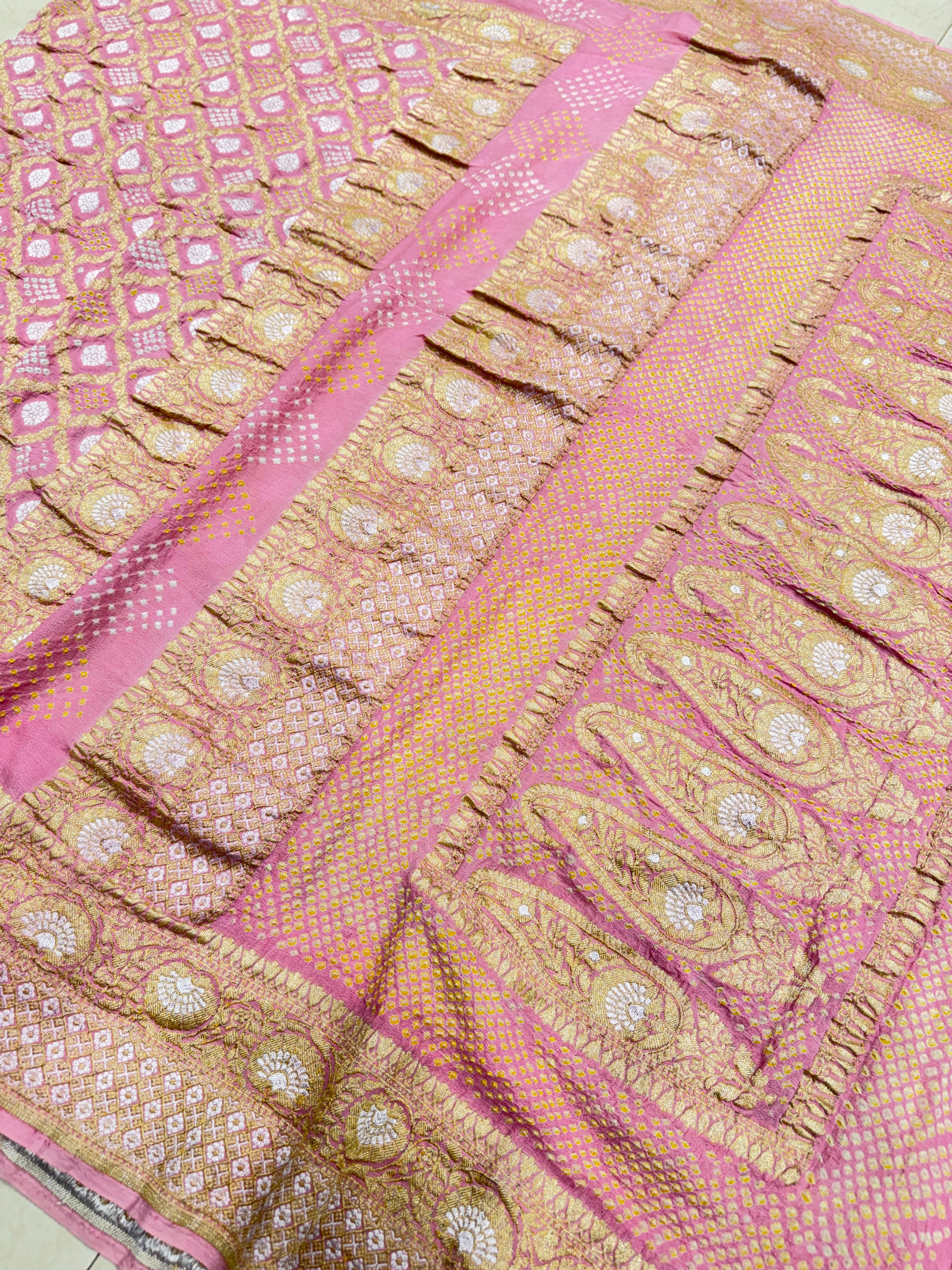 Light Pink Sona Roopa Rai Bandhej Kadwa Weave Saree