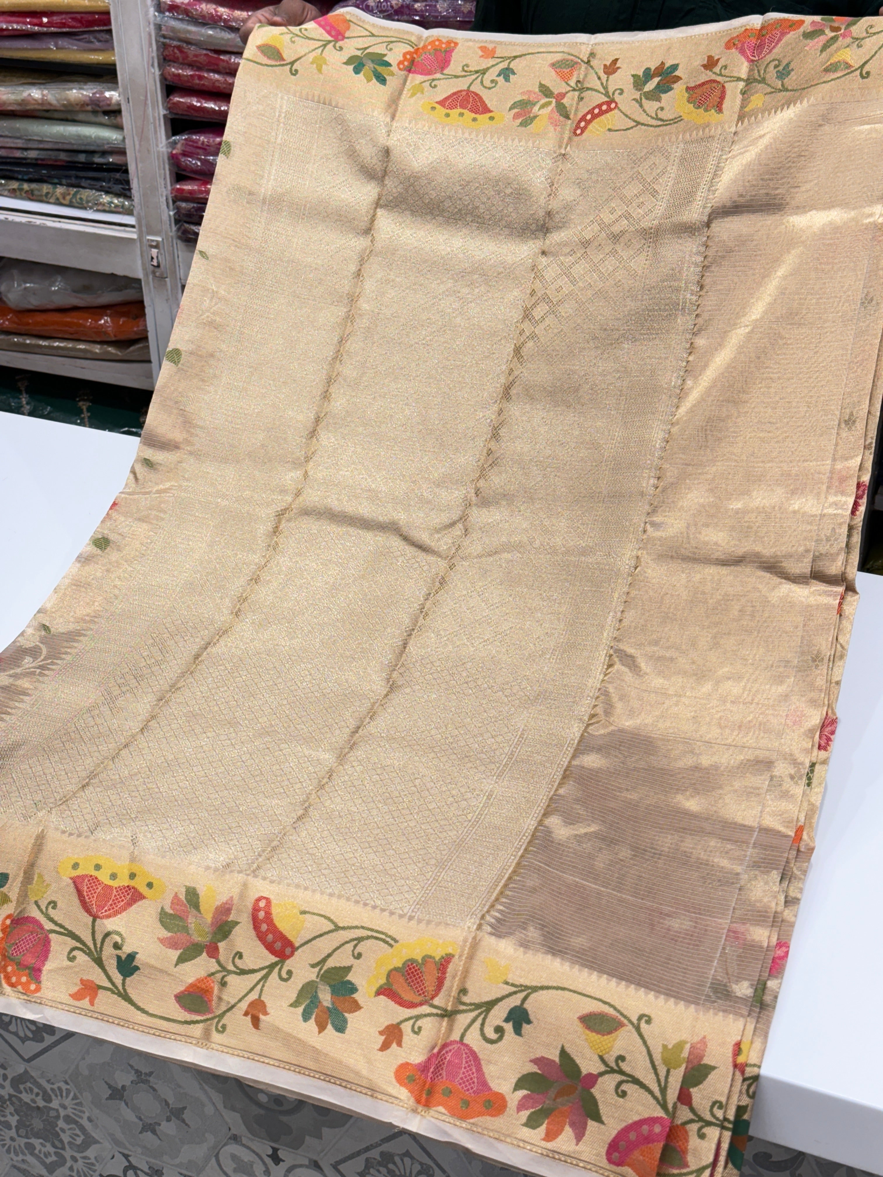 Floral Jaal Double Tissue Zari Kota Saree