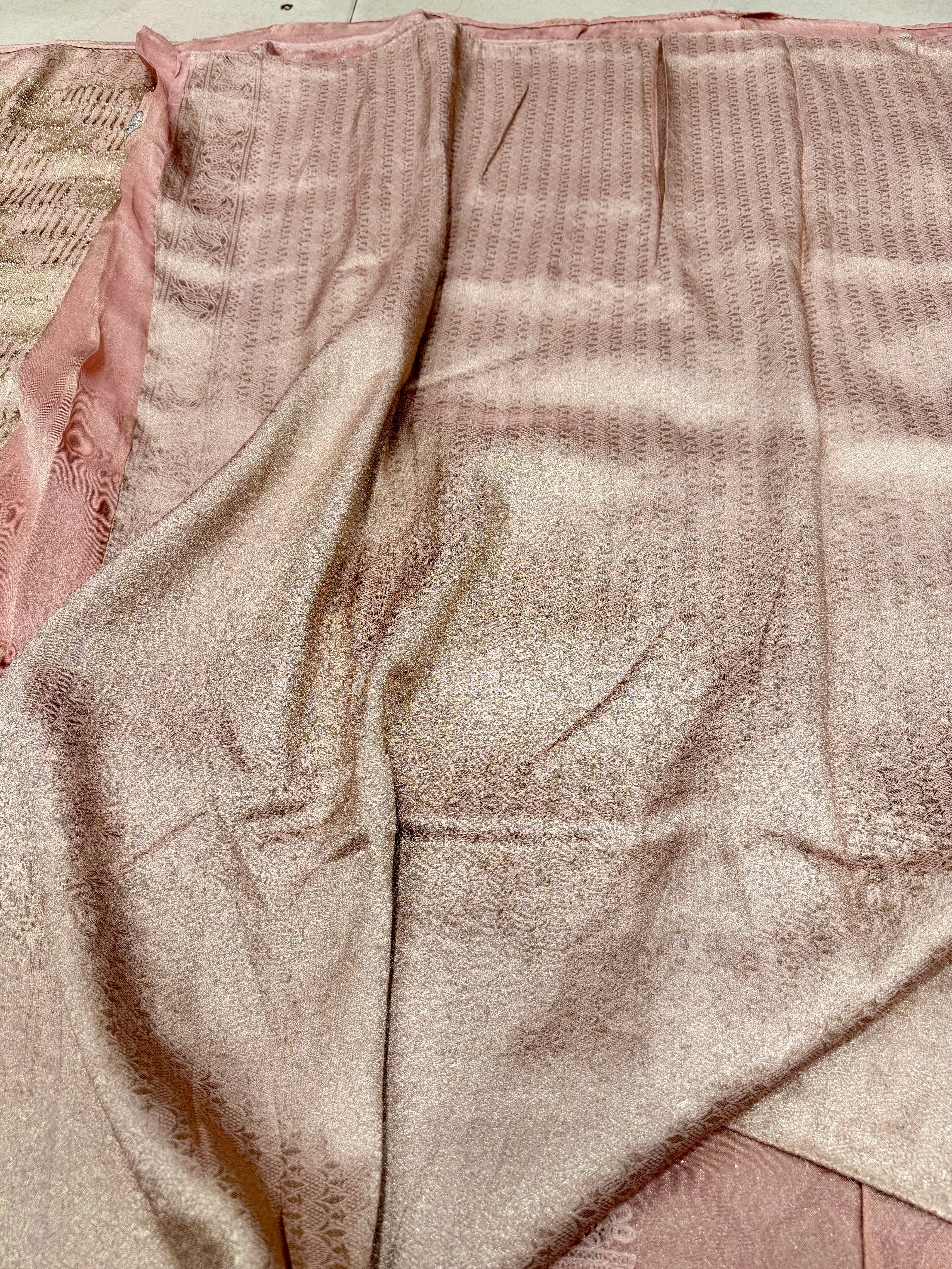 Nude Pink Tissue Silk Weaved Zari Embroidery Saree