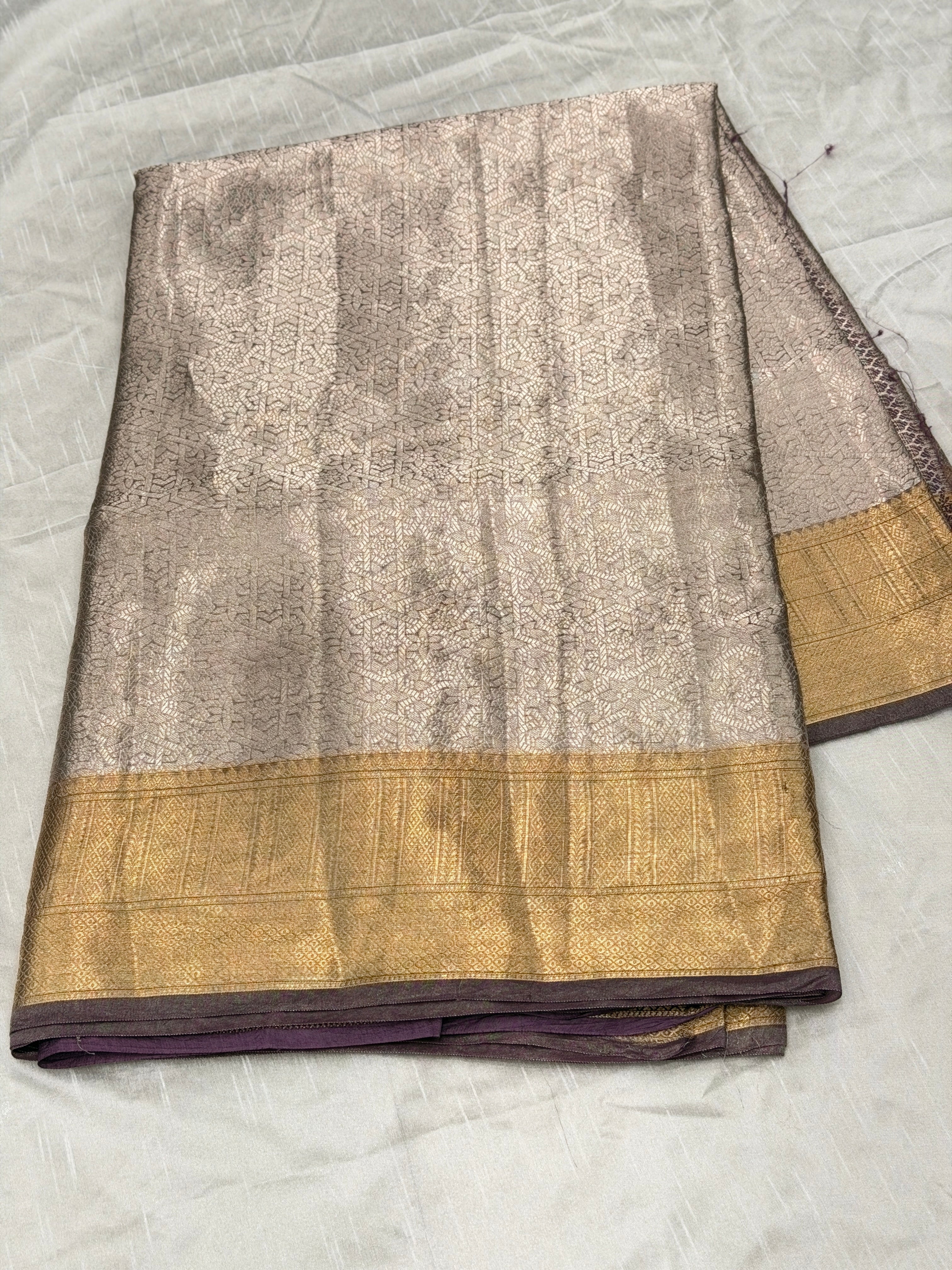 Purple Pure Woven Double Tissue Brocade Silk Saree