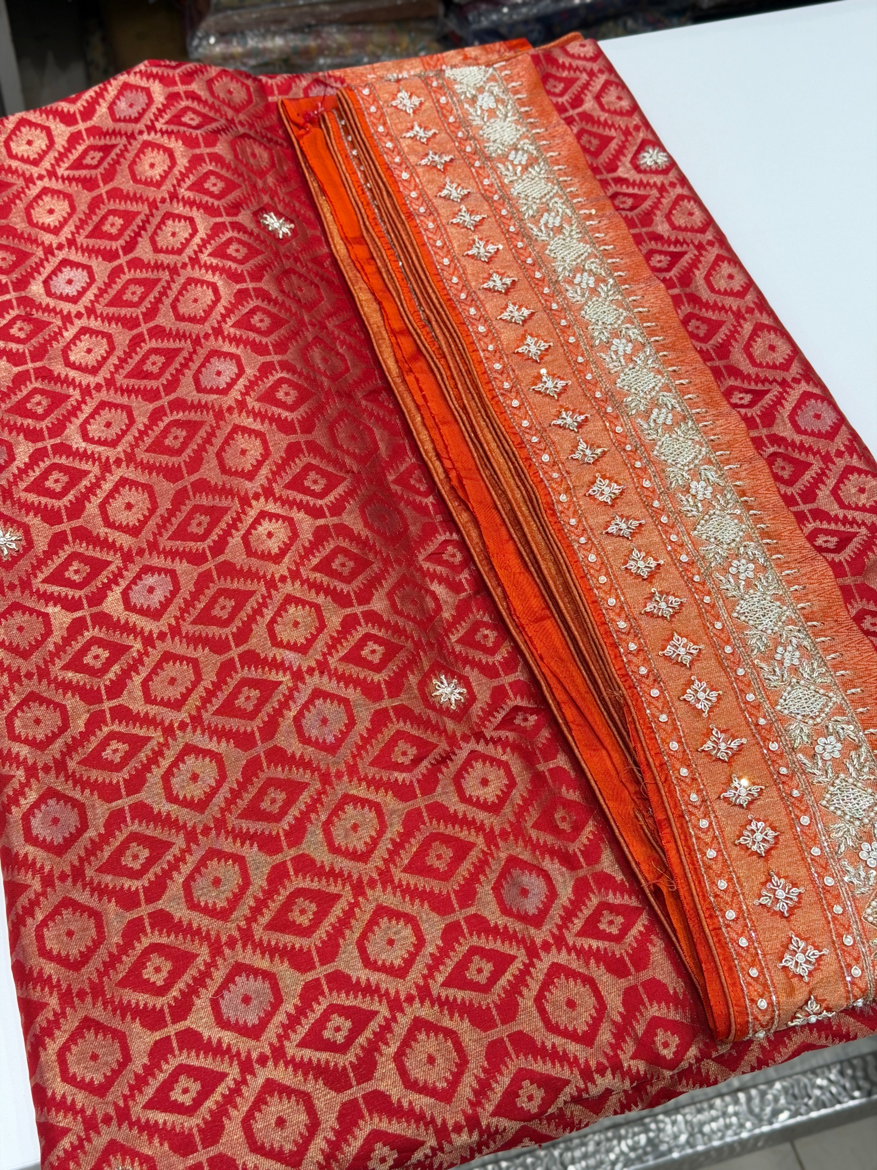Red Contemporary Kanjivaram Upada Zardosi Hand Embroidery Saree