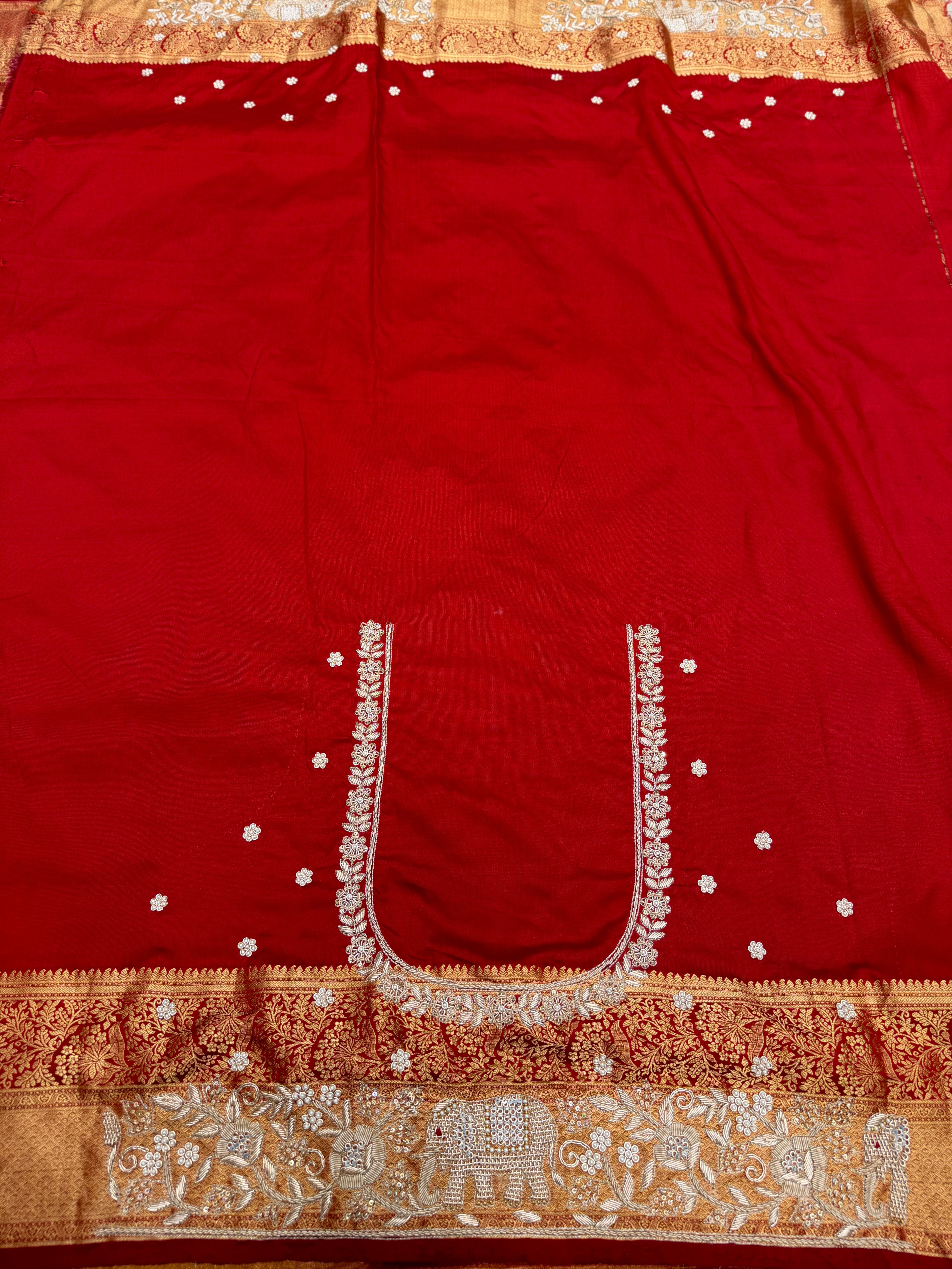 Maroon Brocade Kanjivaram Zardodi Hand Embroidery Saree