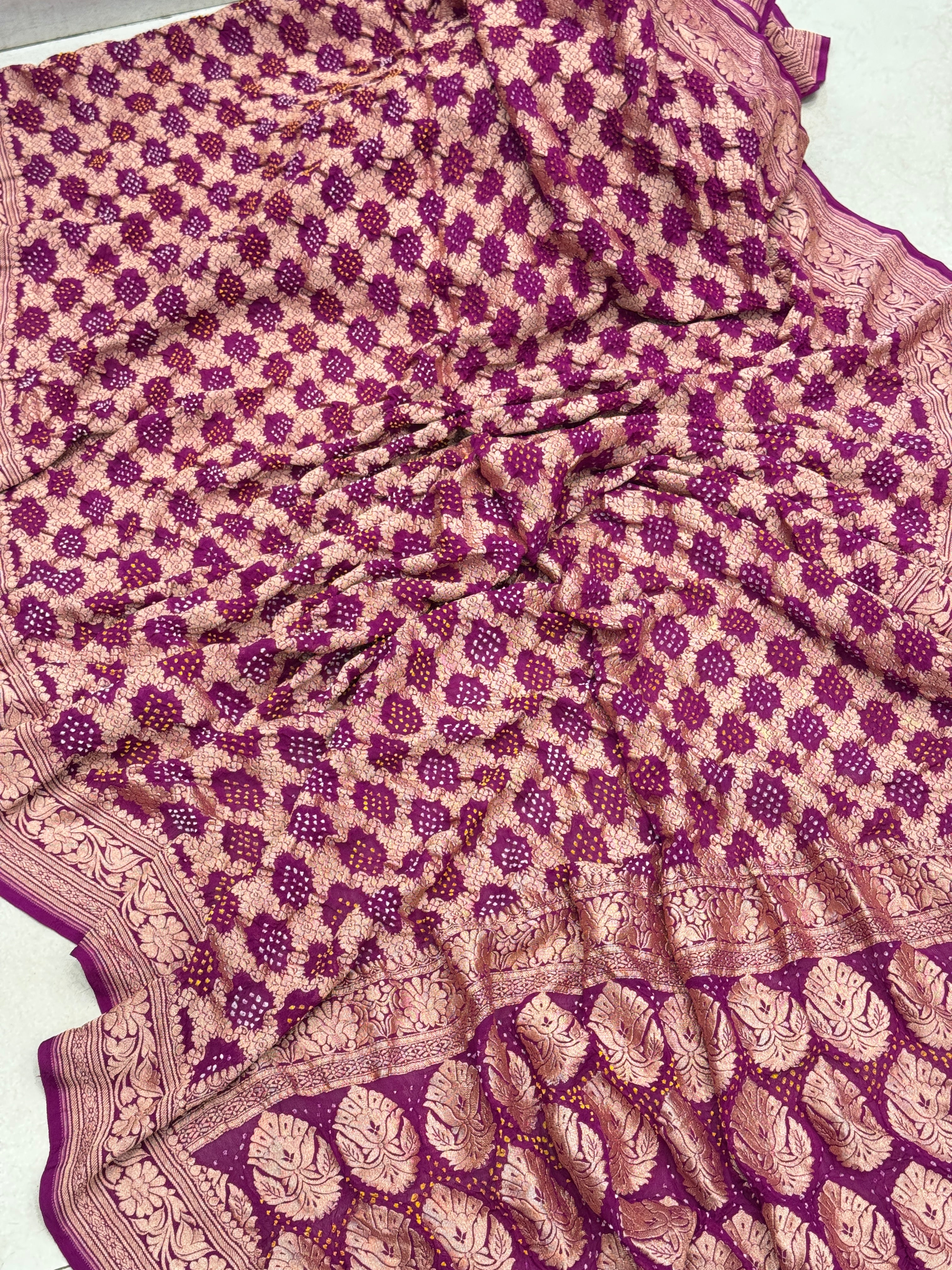 Wine Bandhej Bandhini Saree