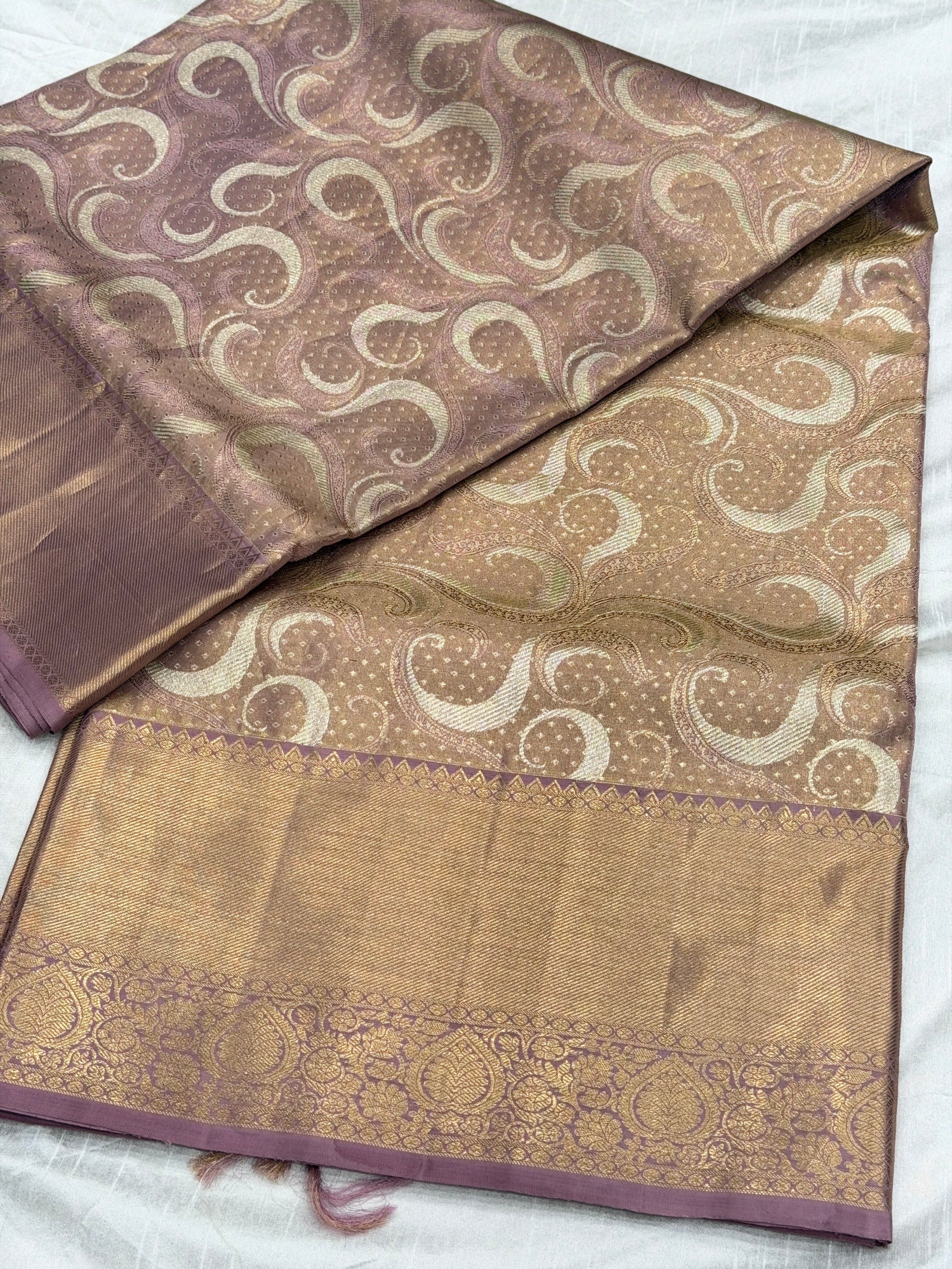 Mauve Contemporary Sona Roopa Handloom Kanjivaram Tissue Silk Saree